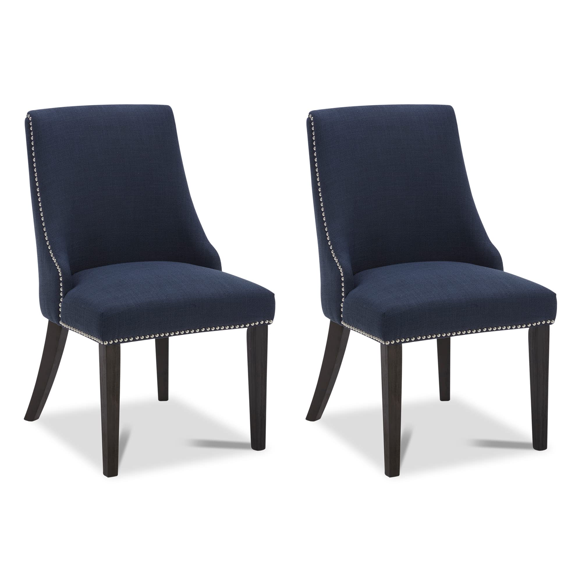 CHITA Farmhouse Dining Chairs Set of 2 - Upholstered High Back Fabric Chairs with Nailhead Trim, Insignia Blue - Perfect for Kitchen, Dining Room, Breakfast Nook & Farmhouse Decor