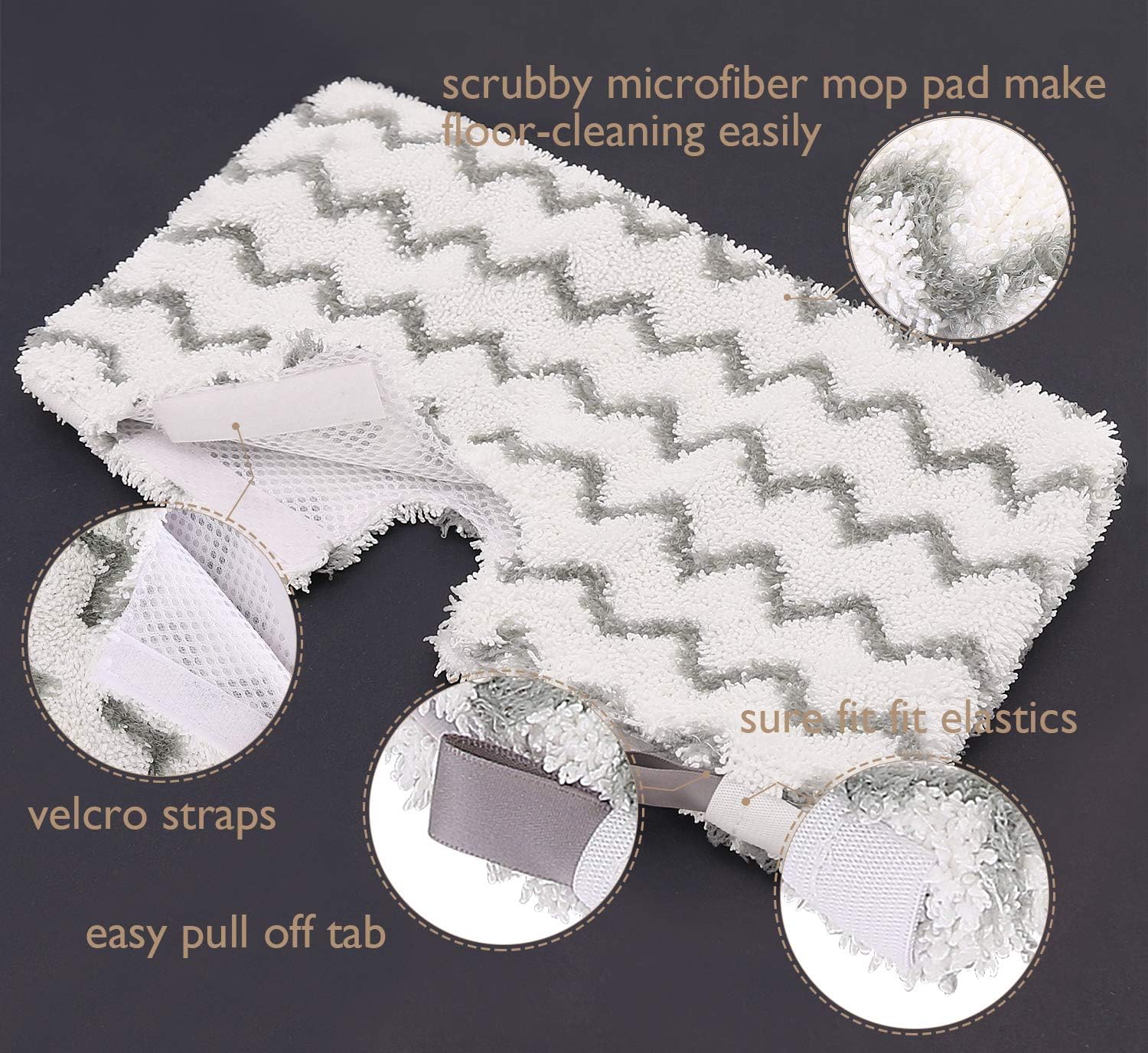 Shark Steam Mop Replacement Pads - Microfiber Cleaning Pads with Scrub Strips for S3500 Series (S3501/S3601/S3550/S3801/S3901/SE450/S3601D/S3901D) - 2 Pack White - Perfect for Hardwood Floors & Tile Cleaning