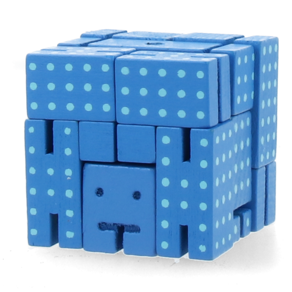 Cubebot Micro Dot Blue - Mini Wooden Puzzle Robot Toy for Kids & Adults - Perfect for Stress Relief, Office Decor & STEM Learning