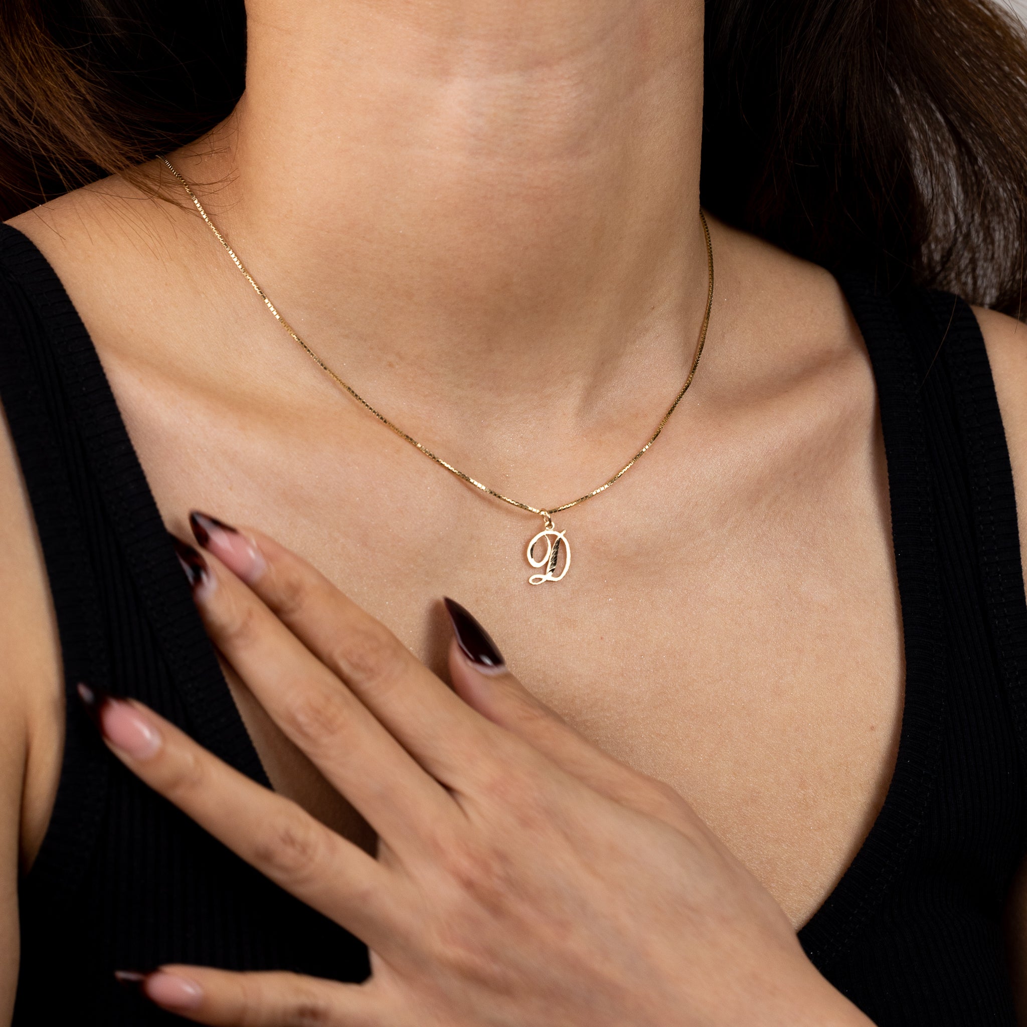 14K Gold Cursive Letter D Pendant Necklace - Personalized Initial Charm for Women & Men | Elegant A-Z Alphabet Jewelry Gift for Birthday, Anniversary & Valentine's Day | Perfect for Layering, Everyday Wear & Special Occasions