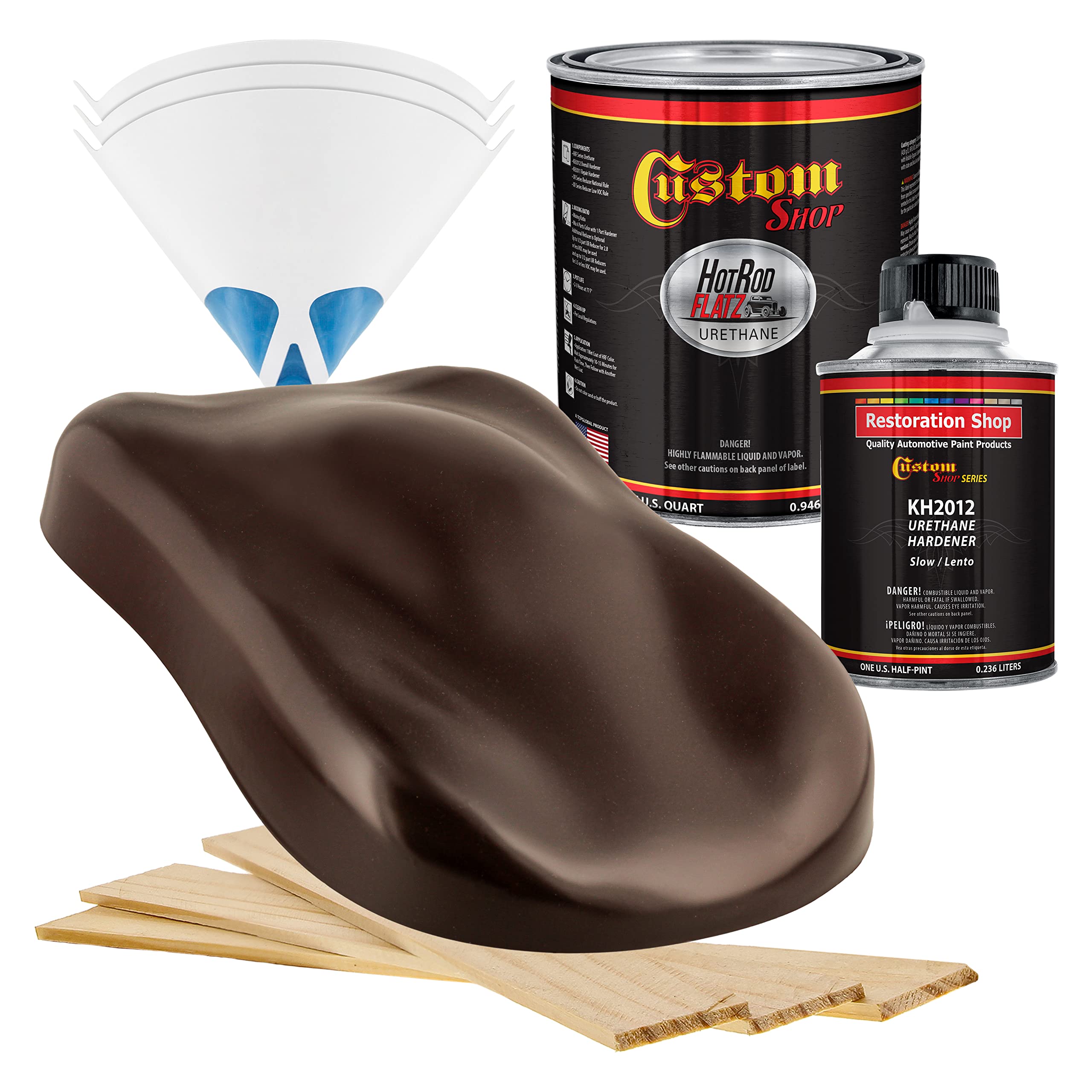 Dark Brown Hot Rod Flatz Flat Matte Satin Urethane Auto Paint Kit - Professional Low Sheen Automotive Coating for Cars & Trucks (4:1 Mix Ratio) - Ideal for Custom Shops, Classic Car Restoration & DIY Vehicle Projects