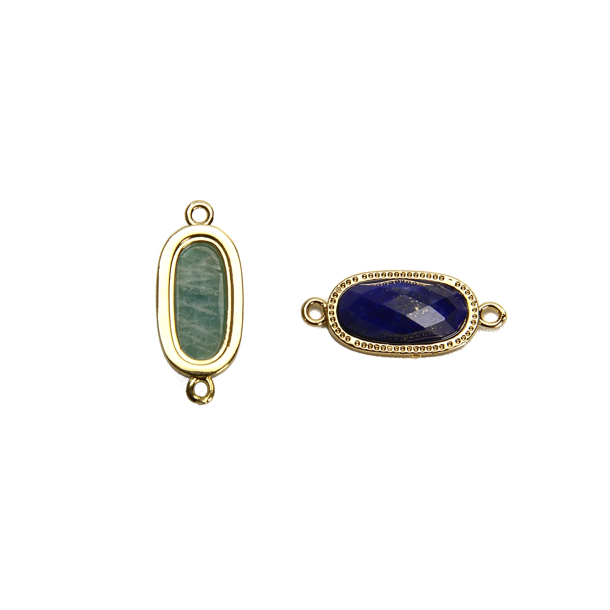 Faceted Oval Gemstone Pendant Charm with Gold Edge - 9x16mm for Jewelry Making, DIY Crafts & Gift Giving