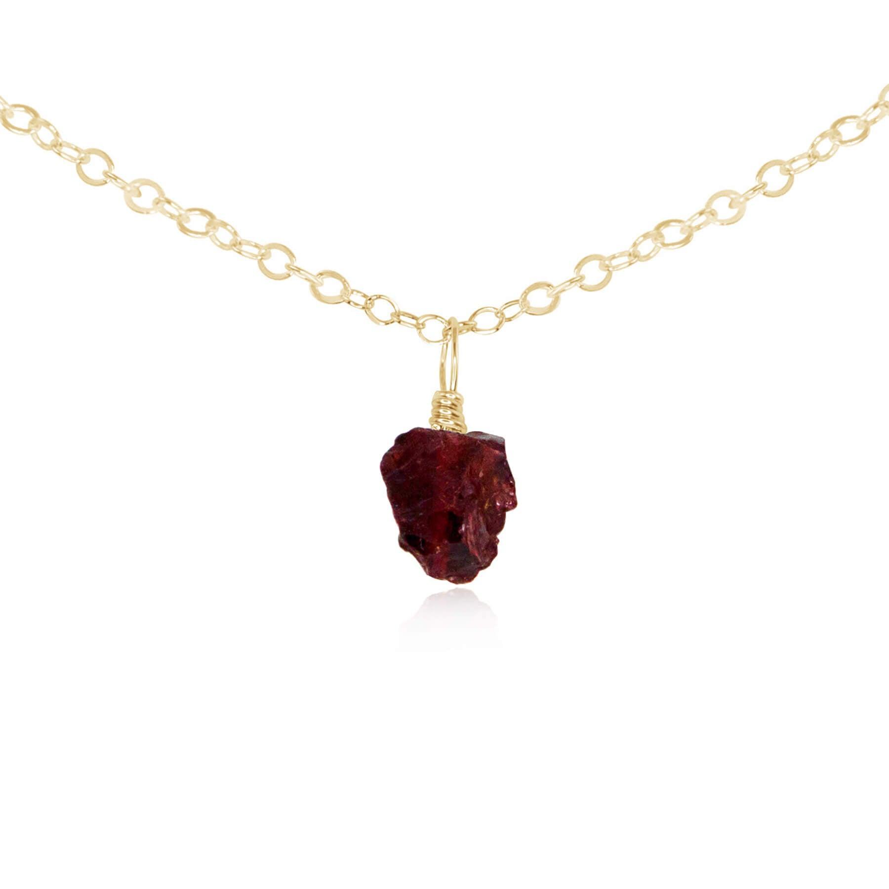 Tiny Rough Garnet Gemstone Pendant Choker Necklace - Natural Bohemian Jewelry for Women - Perfect for Layering, Boho Fashion & Everyday Wear