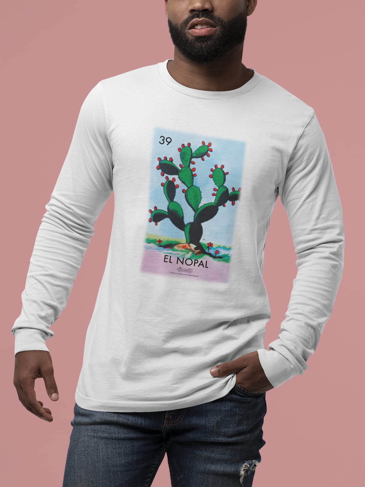 Pop Threads El Nopal Cactus Loteria Card Mexican Graphic T-Shirt for Men - Vintage Latina Style Cotton Tee for Casual Wear, Street Fashion & Hispanic Heritage Celebrations