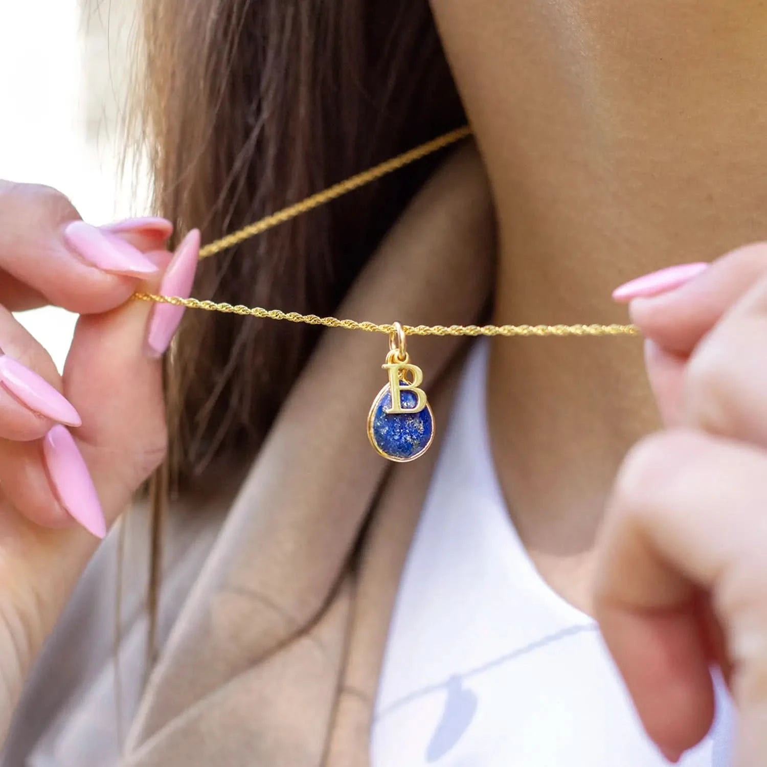 Lapis Lazuli Charm Necklace - 14K Gold September Birthstone Jewelry for Women | Perfect Gift for Birthday, Anniversary & Special Occasions