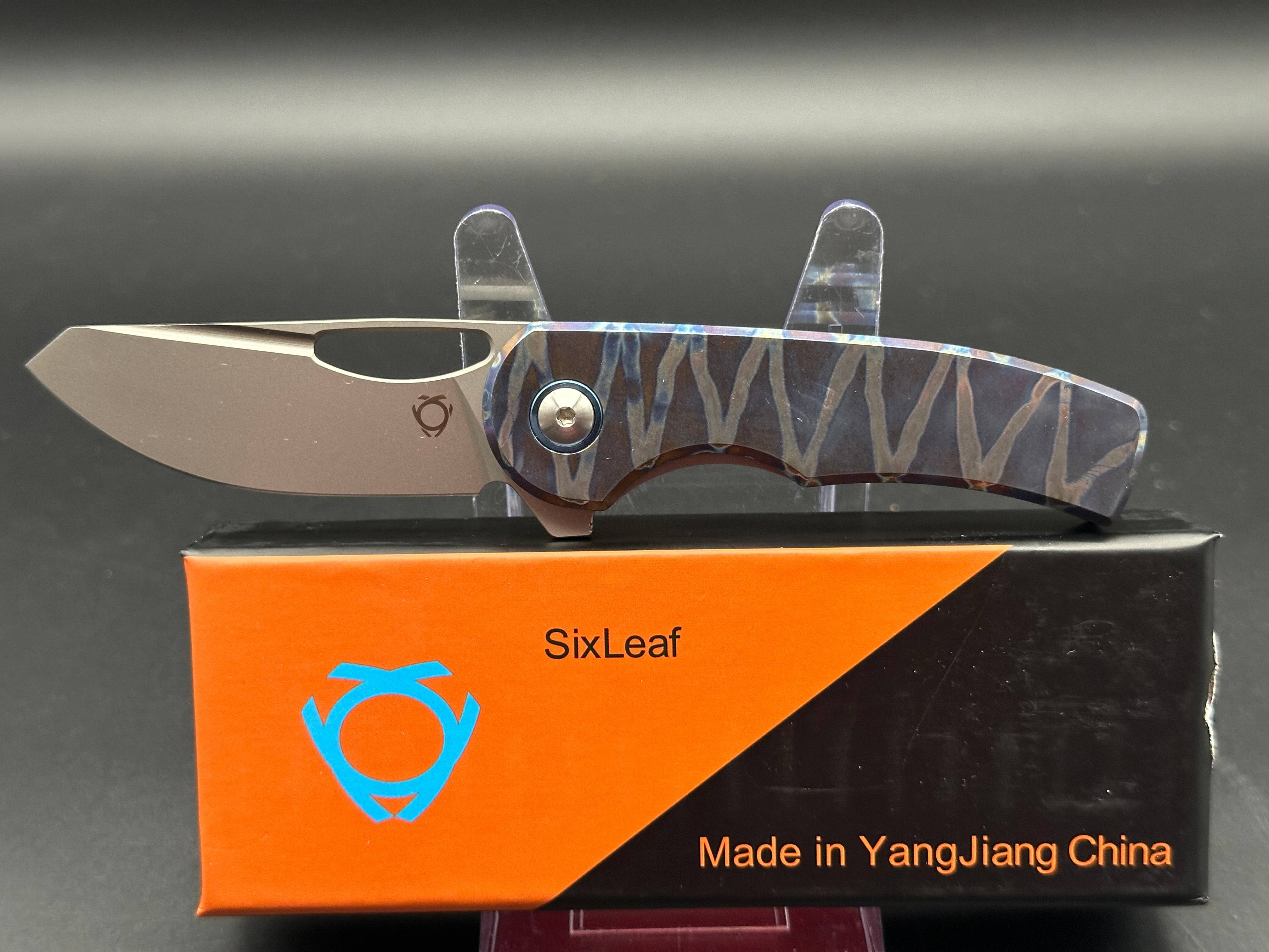 Sixleaf SL 19 Fire Pocket Knife - 20CV Blade & TC4 Titanium Handle - EDC Folding Knife for Camping, Hiking and Outdoor Survival