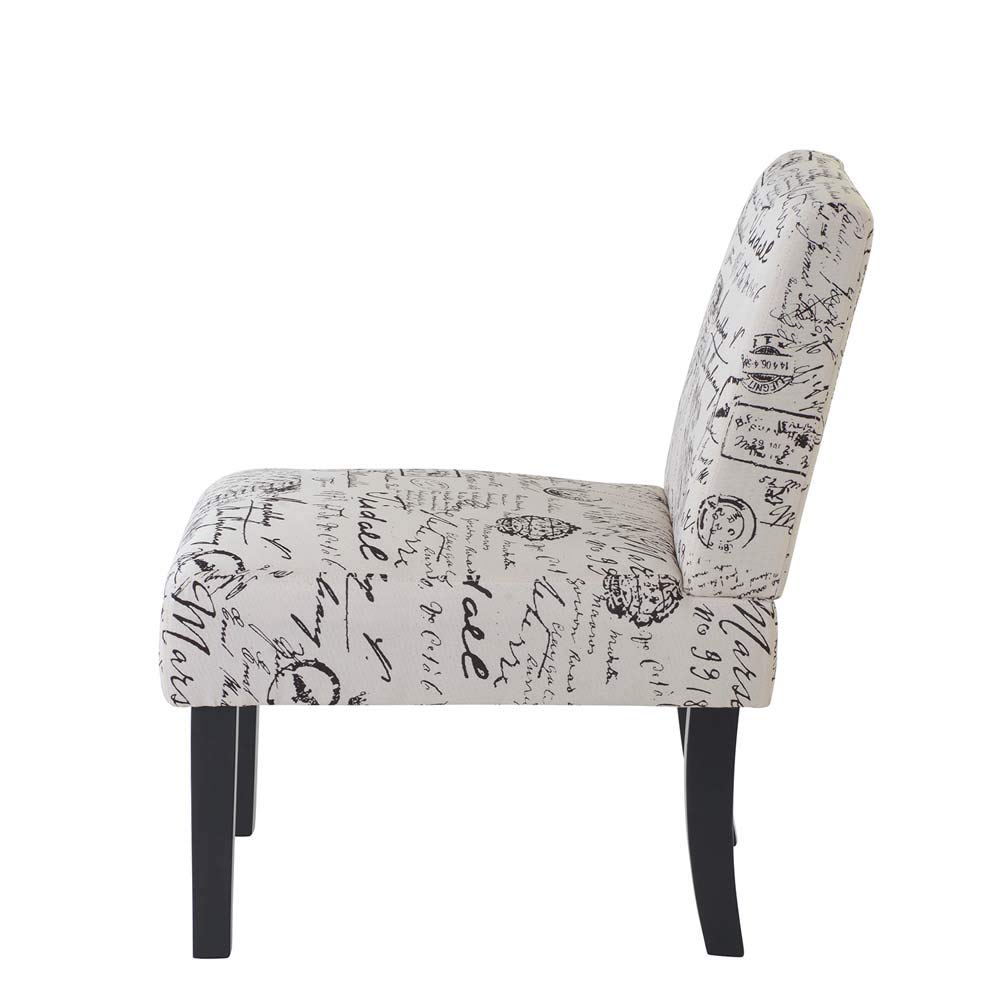 Modern Armless Accent Chair for Living Room - Stylish Upholstered Lounge Chair with Script Design - Perfect for Small Spaces, Reading Nook, or Bedroom Seating