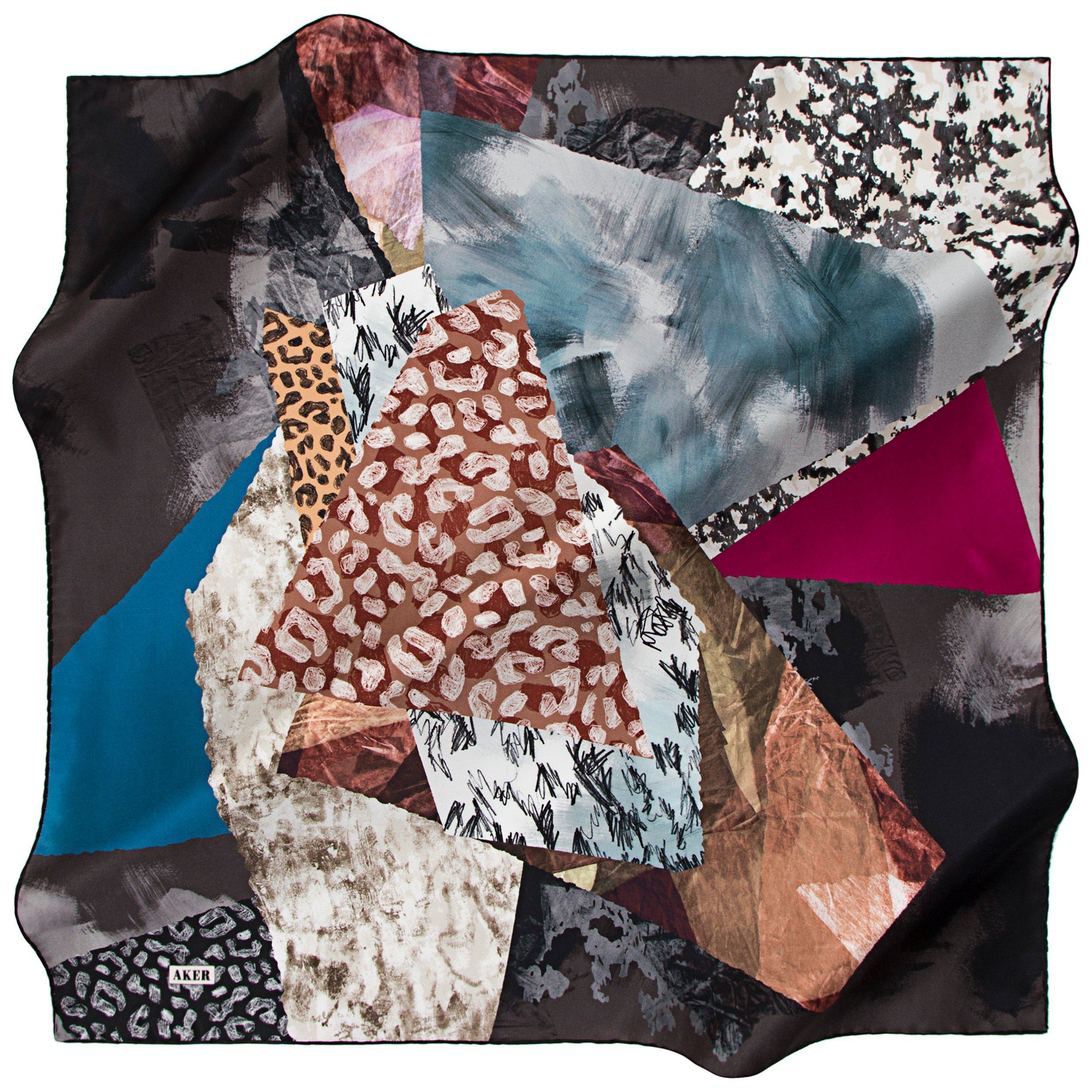 Aker Modern Canvas Silk Scarf - Lightweight Fashion Accessory for Women, Elegant Neck Wrap for Office, Party & Travel