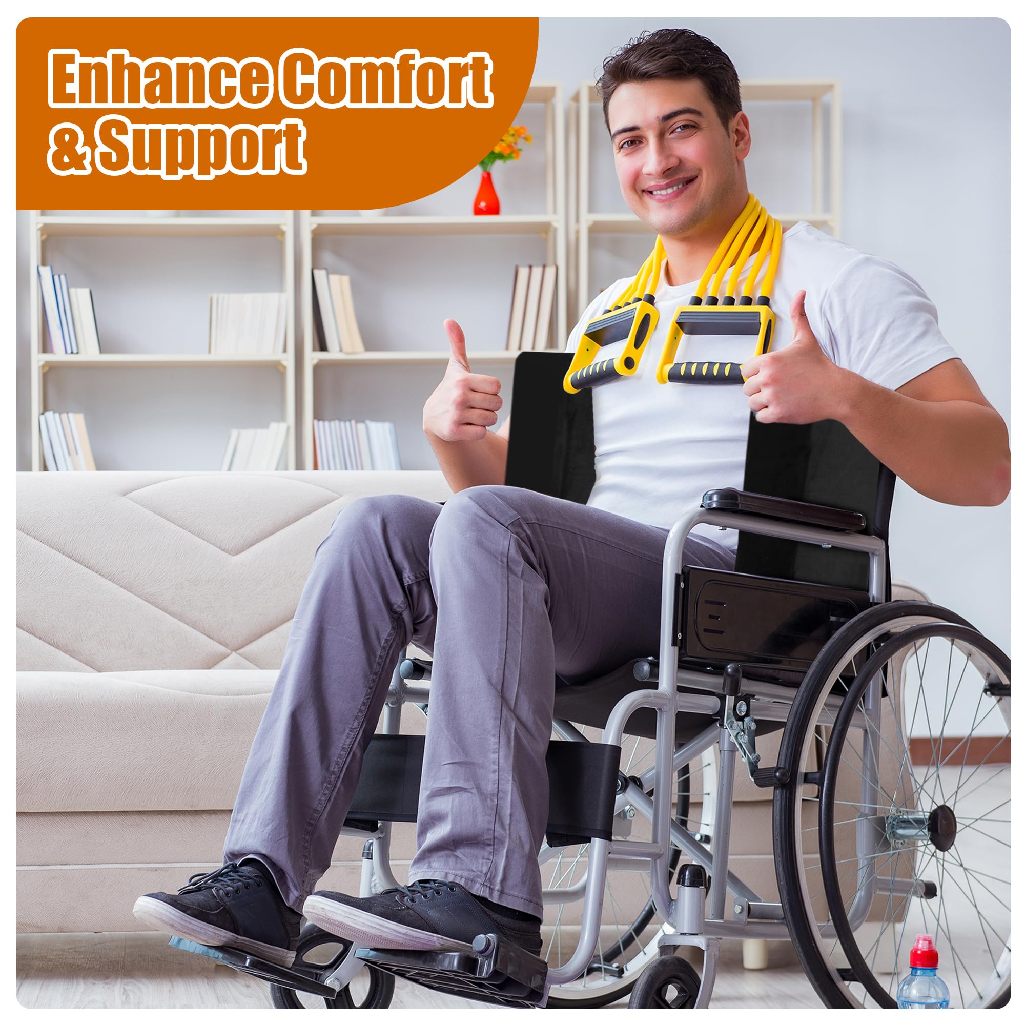 HOMBYS Lateral Support Wheelchair Cushion - Adjustable High Density Foam Back Support with Side Bolsters - Lumbar Pillow for Low Back Pain Relief - Ideal for Office Chairs, Wheelchairs & Home Use