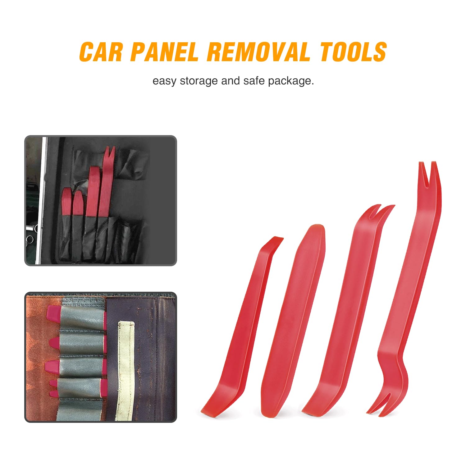 GOOACC 4PCS Auto Trim Removal Tool Kit - No Scratch Car Audio Dash Window Molding Removal Set (Red) | Perfect for Car Stereo Installation, Door Panel Repair & Interior Detailing
