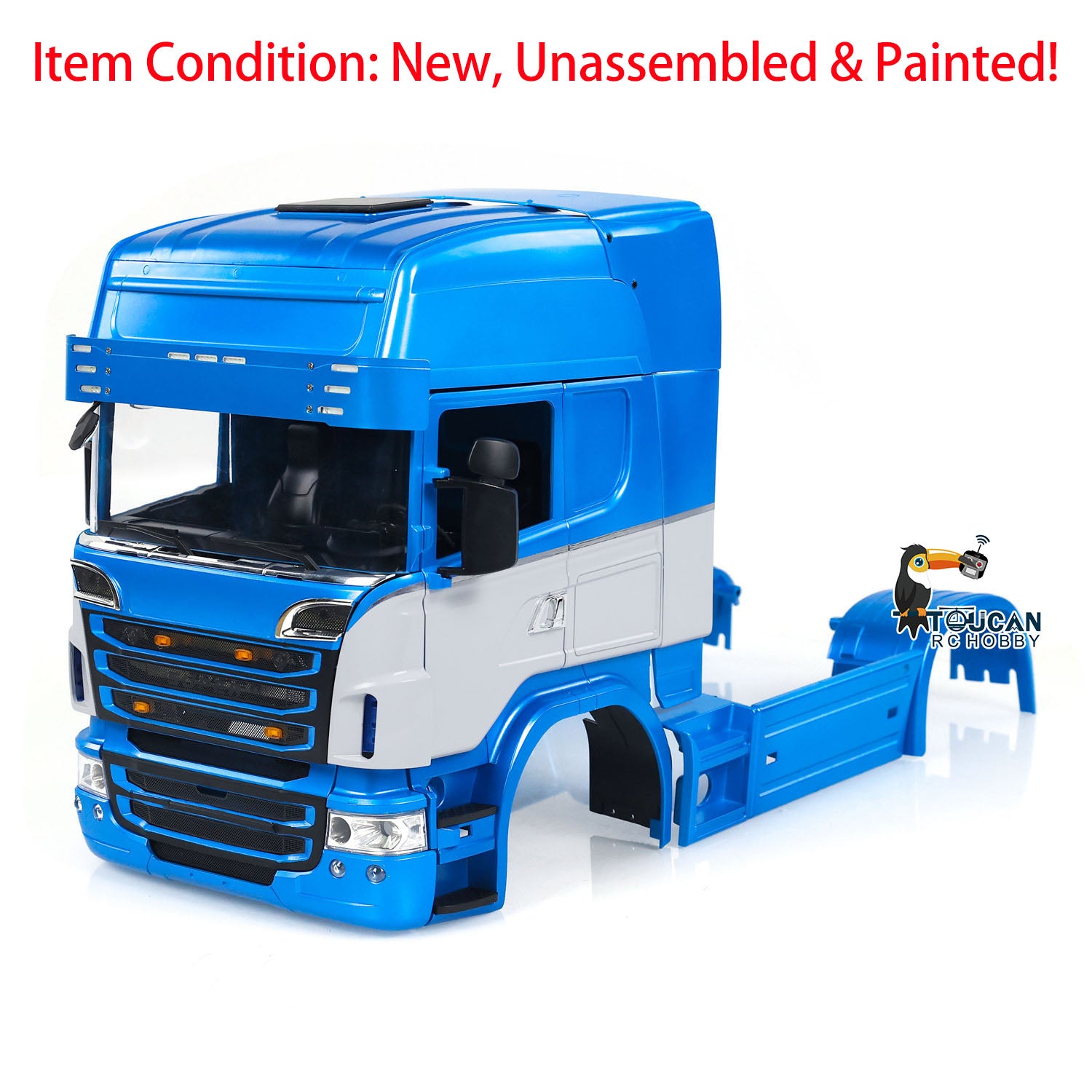 1/14 Scale R730 Cabin Body Shell for RC Truck - Plastic DIY Hobby Model Kit for 6x6 & 6x4 Remote Control Tractor Simulation - Perfect for Custom Painting & Off-Road RC Enthusiasts
