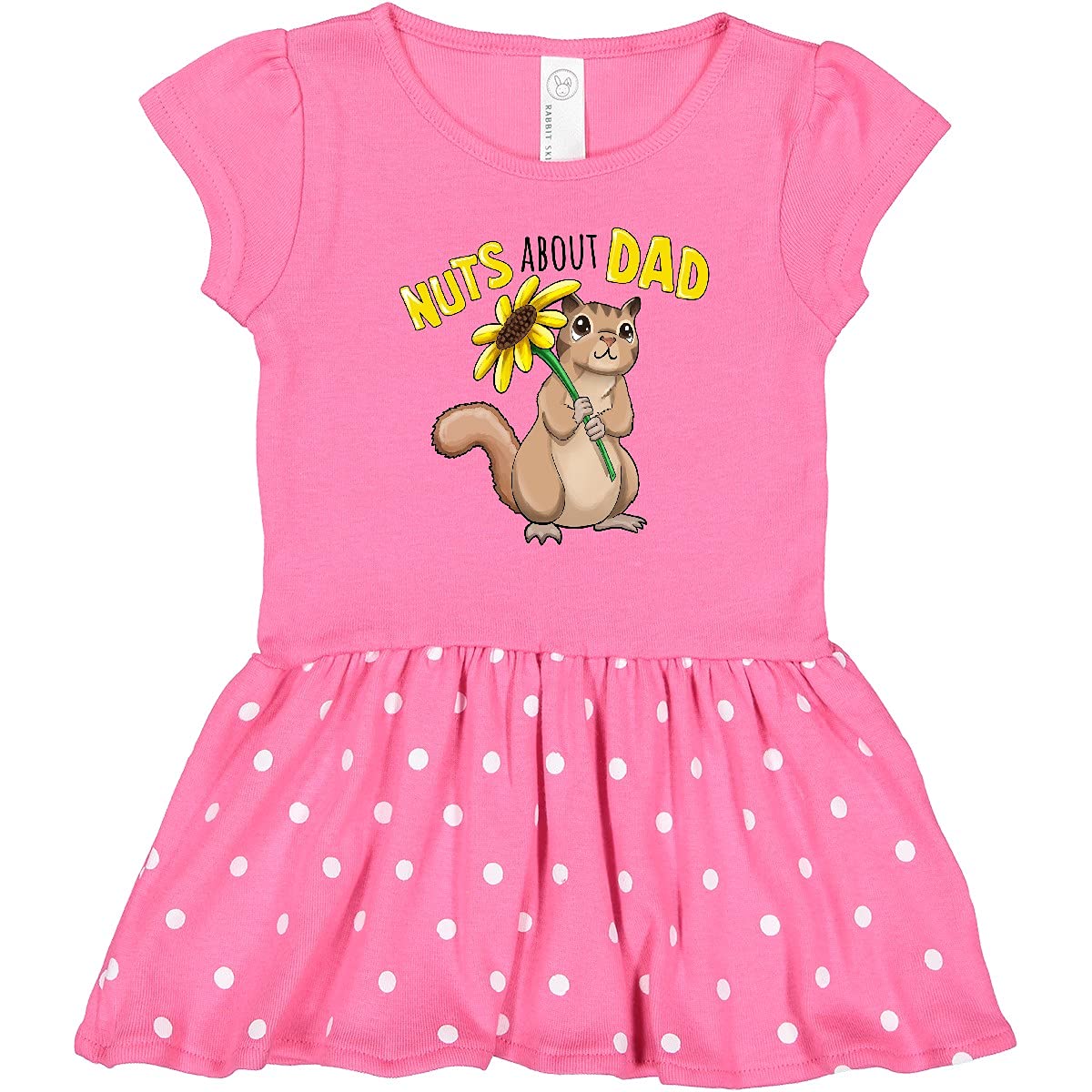 Inktastic Nuts About Dad Cute Chipmunk with Sunflower Toddler Dress - Adorable Father's Day Outfit for Baby Girls & Toddlers | Perfect for Family Photos, Special Occasions & Everyday Wear