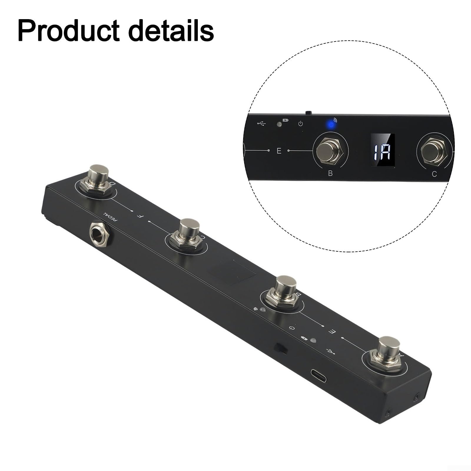 M-VAVE 4-Button MIDI Footswitch - Portable Rechargeable for Live Music