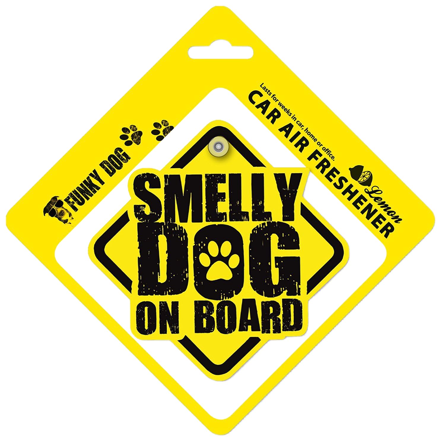 Funky Dog on Board Lemon Car Air Freshener - Long-Lasting Scent for Cars, Trucks & RVs | Eliminates Odors & Freshens Air