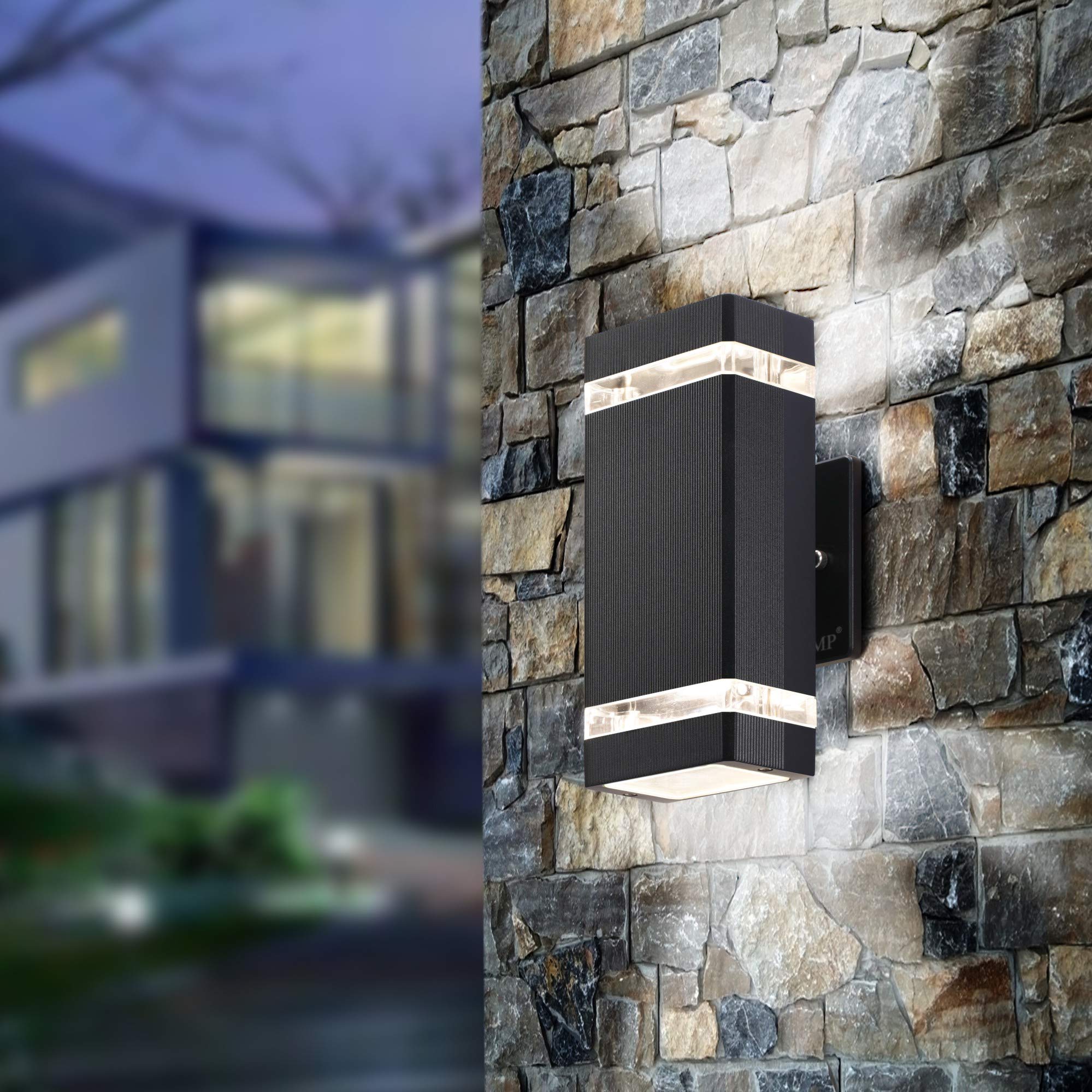4 Pack LED Square Up and Down Wall Lights - 3000K Warm White, 5W Waterproof Outdoor Lighting with ETL Certificate - Aluminum Body for Patio, Garden, and Facade Illumination