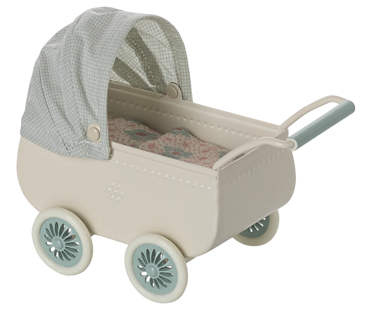 Maileg Baby Mouse Stroller - Adorable Mini Doll Pram for Kids | Perfect for Pretend Play, Gift Giving & Collectible Display