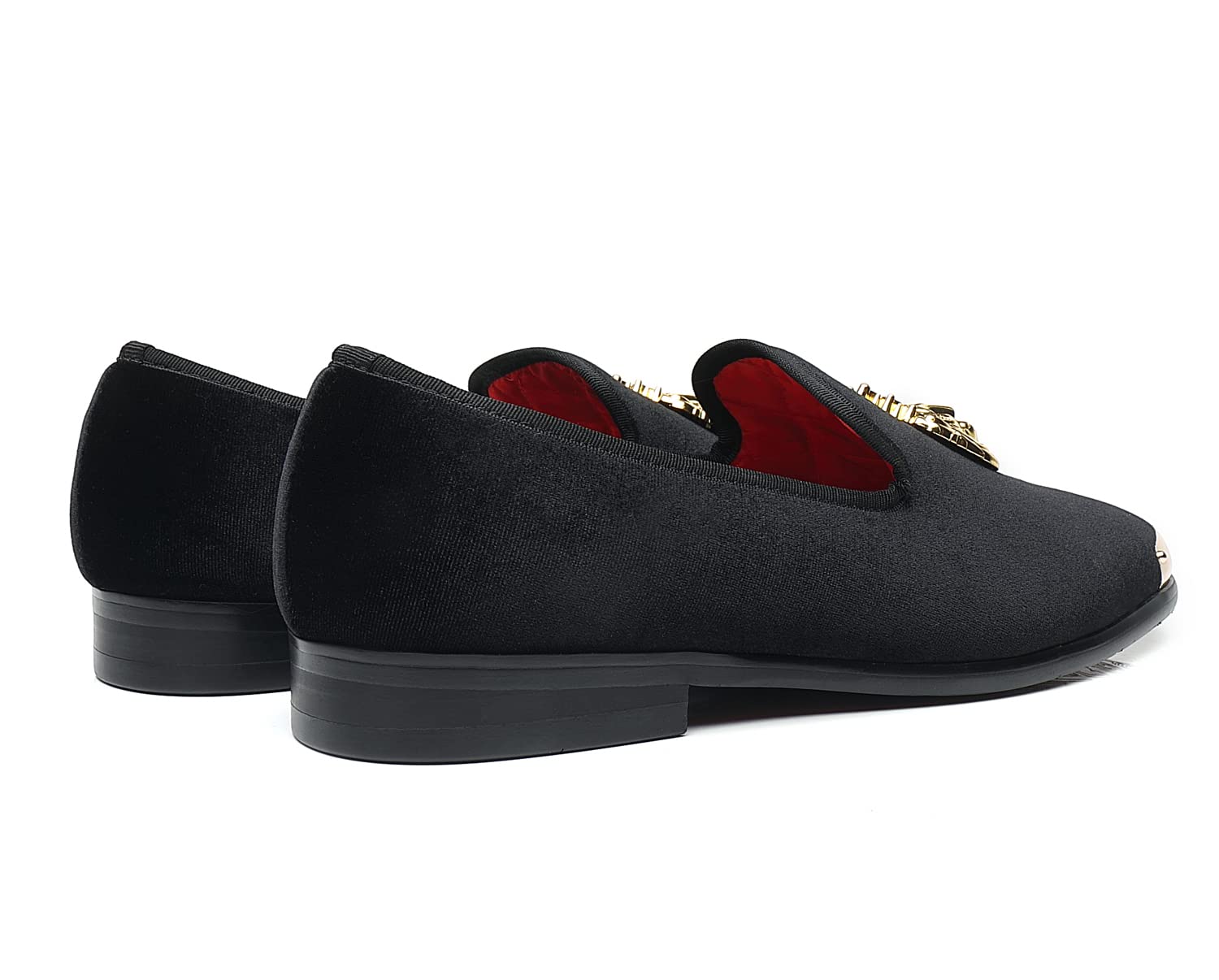 Luxury Men's Velvet Loafers with Gold Buckle - Formal Party & Prom Dress Shoes for Weddings, Evening Events & Special Occasions