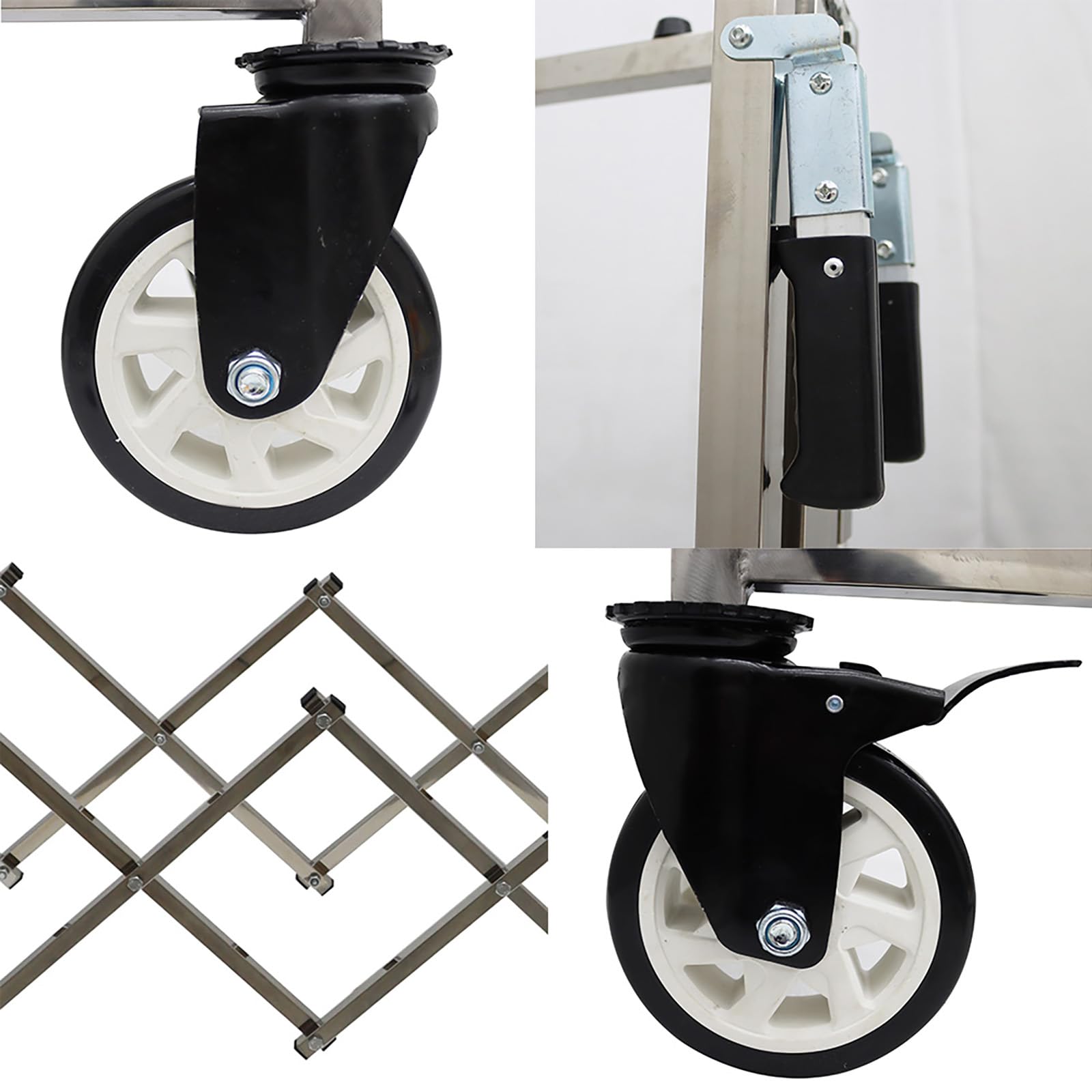INTSUPERMAI Stainless Steel Funeral Stretcher Truck - Heavy Duty Church Casket Stand Trolley Cart with Wheels, Foldable Mortuary Supply Coffin Cart for Funeral Homes, Churches & Cemetery Transport