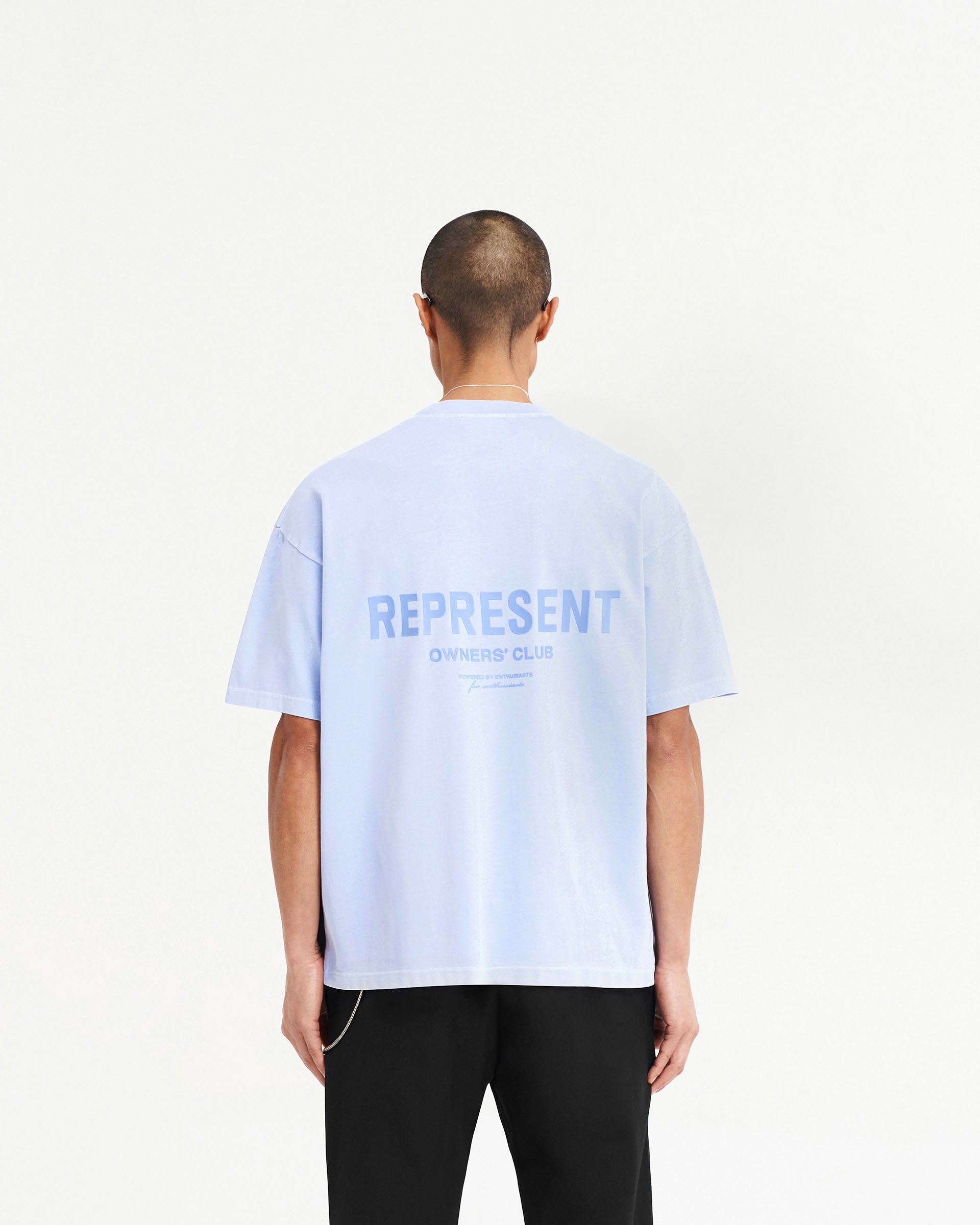Represent Owners Club T-Shirt - Vista Blue | Premium Cotton Crewneck Tee for Men & Women | Casual Streetwear & Everyday Wear