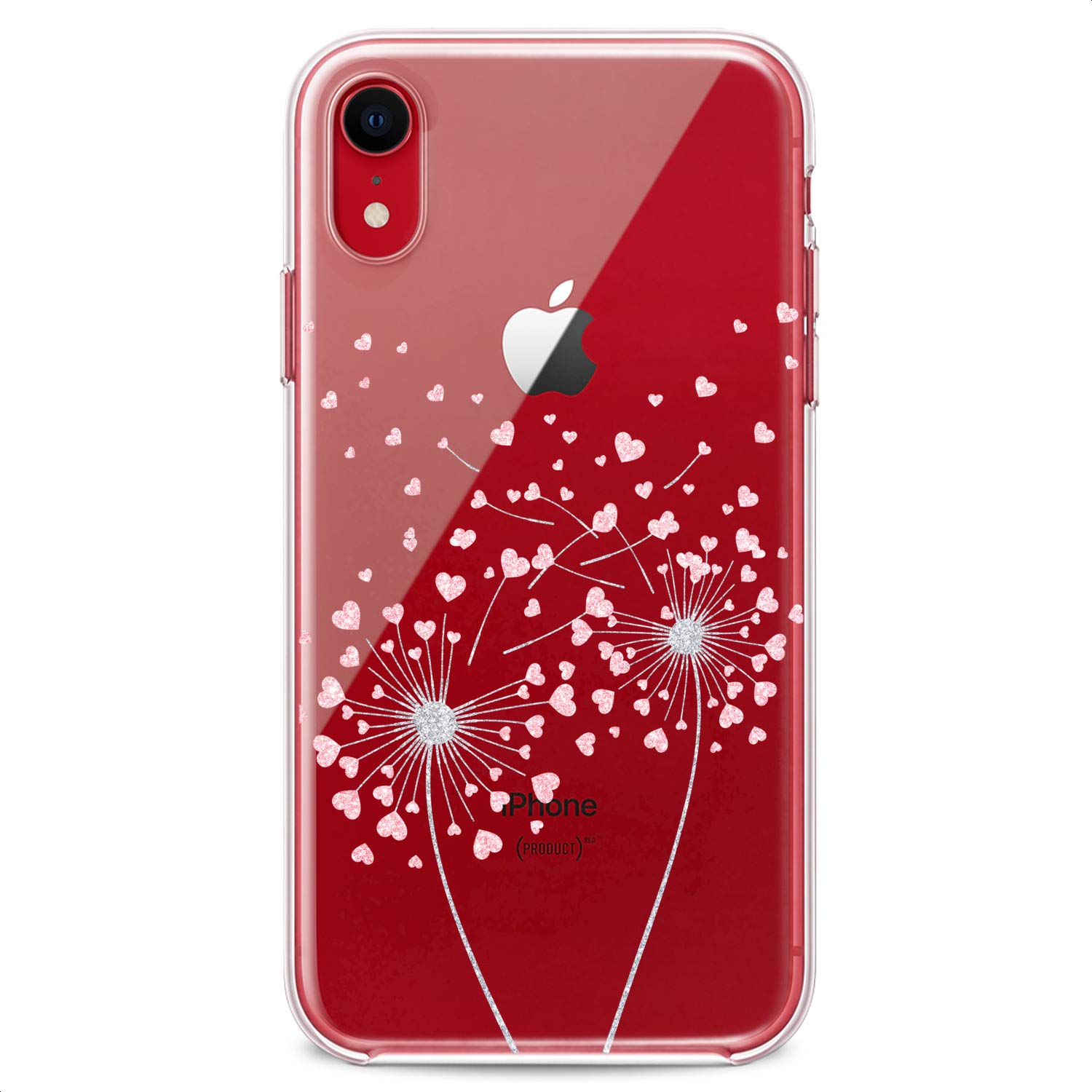 Premium TPU Phone Case for iPhone 16/15/14/13/12/11 Pro Max/Plus/Mini/XS/XR/X/8+/7/6/5/SE - Cute Floral Heart Clear Slim Protective Cover - Trendy Pink Design for Women & Teens - Perfect for Everyday Use, School & Gift Giving