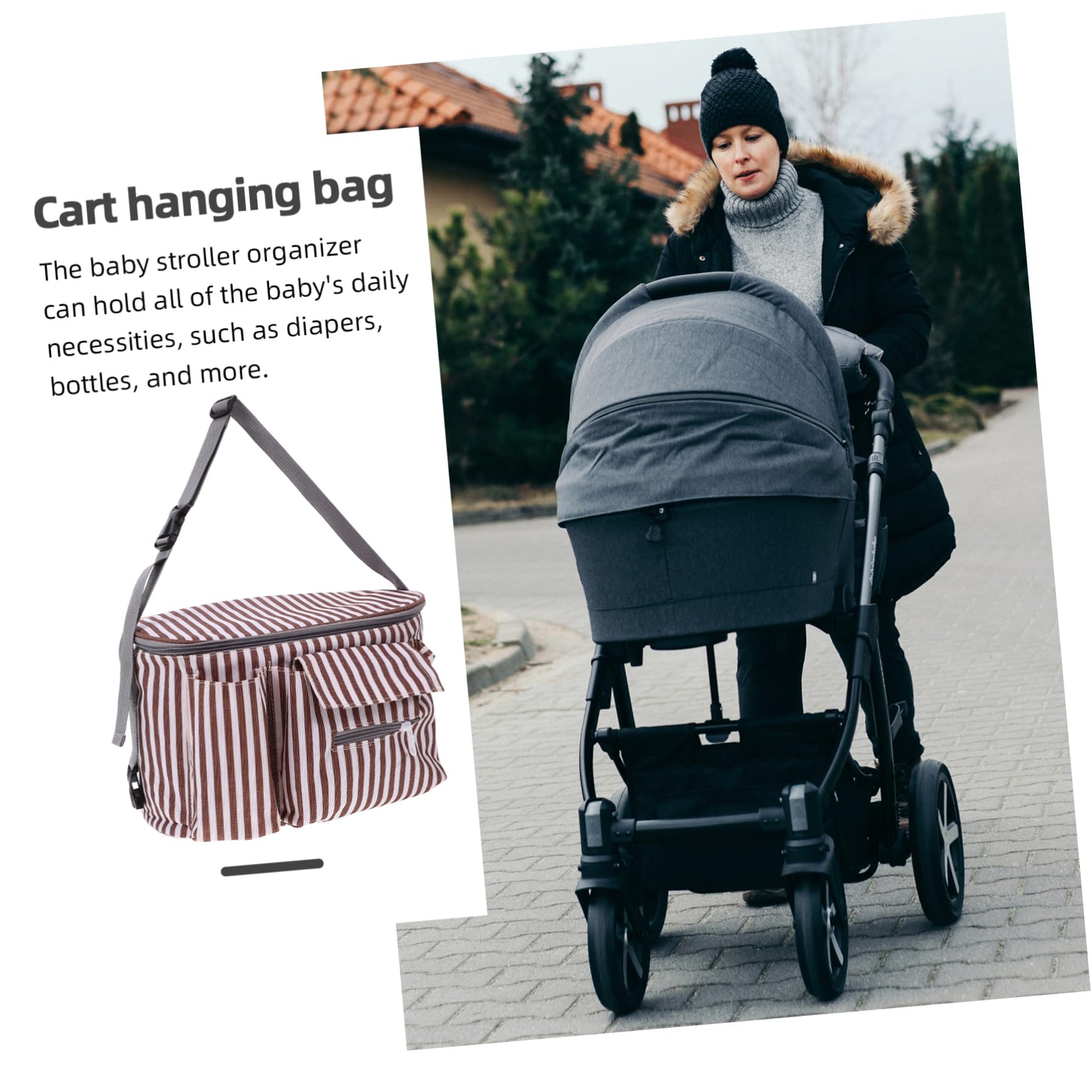 Wakauto 5-Piece Stroller Travel Organizer Bags - Durable Storage Tote Bags for Baby Strollers, Wagons & Car Seats - Perfect for Diapers, Toys & Essentials on Family Outings