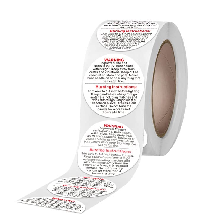 500pcs Candle Warning Labels - Round Wax Melting Safety Stickers for Candle Jars & Votives - Heat Resistant Decals for DIY Candle Making, Home Decor & Gifts