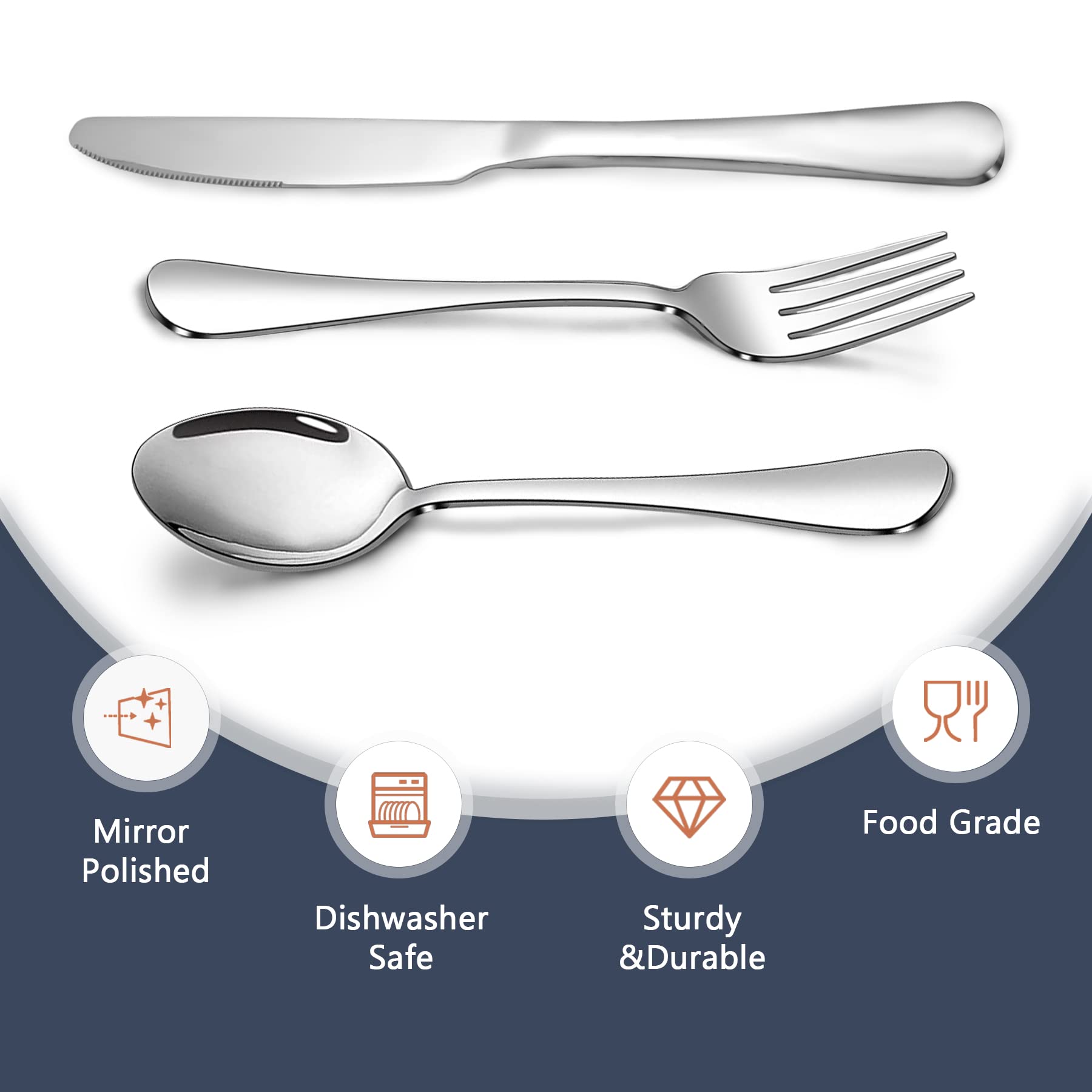 Premium Stainless Steel Silverware Set - SANTUO 9-Piece Mirror Polished Cutlery Set with Knives, Spoons & Forks for Home, Kitchen & Restaurant Use | Dishwasher Safe | Elegant Dining, Dinner Parties & Catering Events