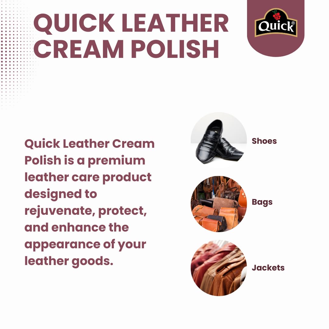 Premium Neutral Quick Leather Cream Polish - 2 x 50g Pack | Nourishing & Protective Leather Care for Shoes, Bags, Jackets & Furniture | Easy Application for Home, Office & Travel Use