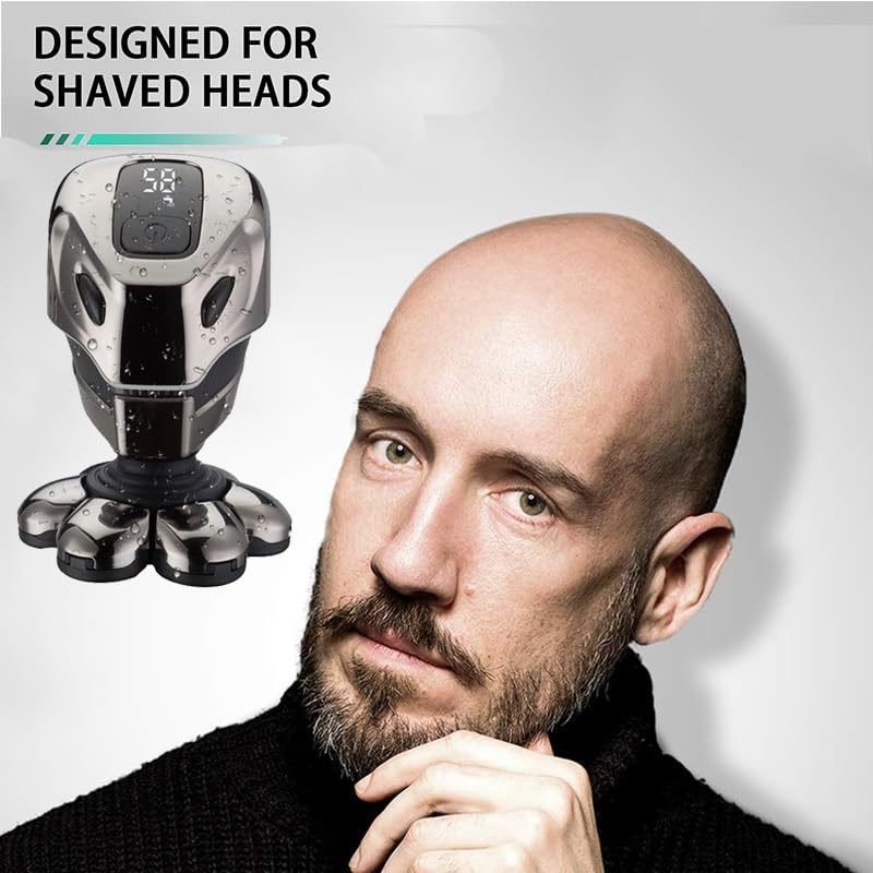 7D Floating Head Electric Shaver for Bald Men - Waterproof Cordless Razor with 7 Independent Cutters | Perfect for Head Shaving, Beard Trimming & Travel Use
