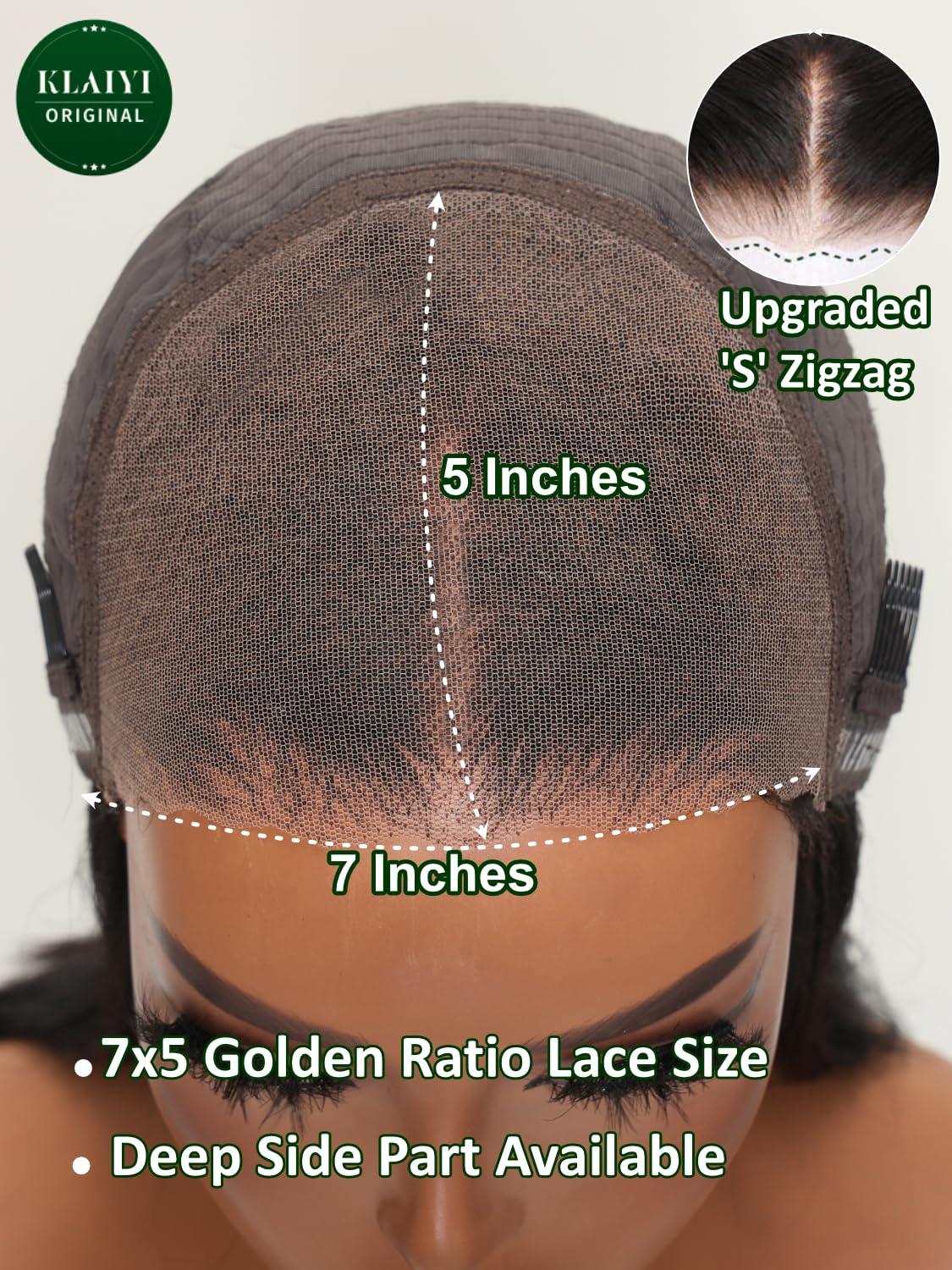 KLAIYI Bye Bye Knots Wig - Reddish Brown Curly 7x5 Invisible Knots Pre Cut HD Lace Front Human Hair Wig | Wear & Go Glueless Deep Curly Wave | Pre Plucked Bleached Knots 180% Density 16 Inch | Perfect for Daily Wear, Parties & Special Occasions