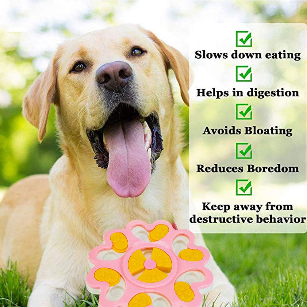 Interactive Dog Puzzle Toy for Treat Dispensing - IQ Training Feeder for Mental Stimulation & Treat Rewards - Pink Pet Food Puzzle for Boredom & Anxiety Relief - Perfect for Indoor Play & Training Sessions