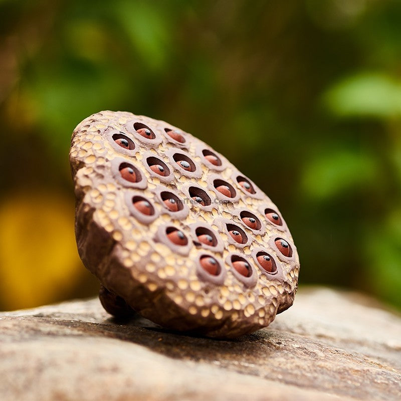 Handmade Purple Clay Lotus Seedpod Tea Pet - Yixing Ceramic Tea Companion for Gongfu Tea Ceremony, Meditation & Zen Decor