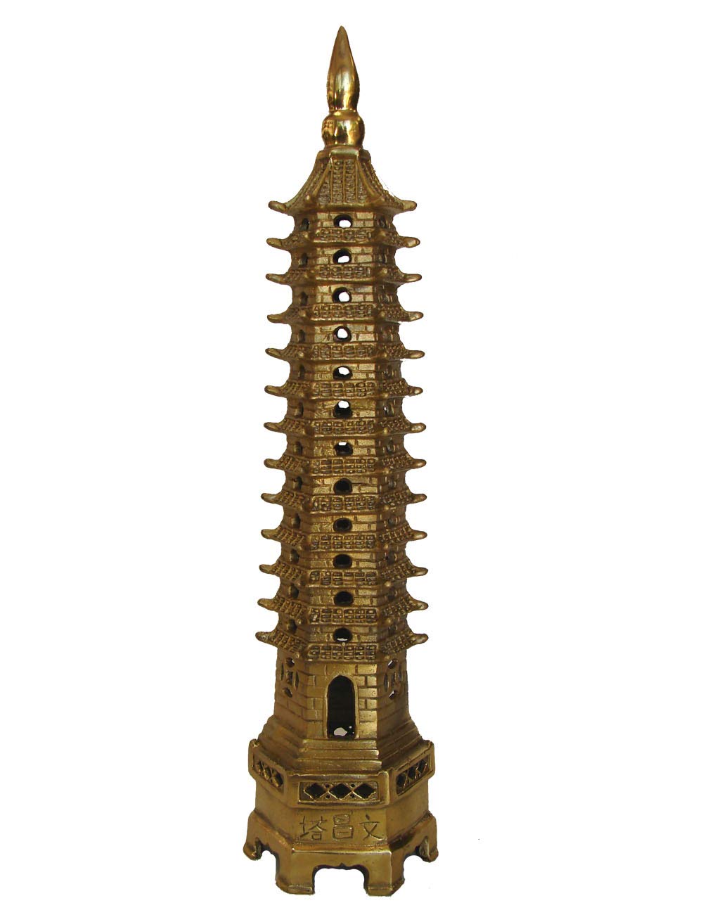 13-Level Copper Feng Shui Pagoda Tower for Wealth & Prosperity - Home Office Decor, Meditation Space Enhancer, Chinese Culture Display