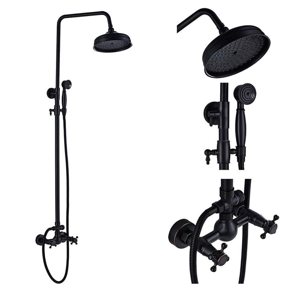 Luxury Bronze Black Shower System - Dual Handle Wall Mounted Bathroom Faucet with 8