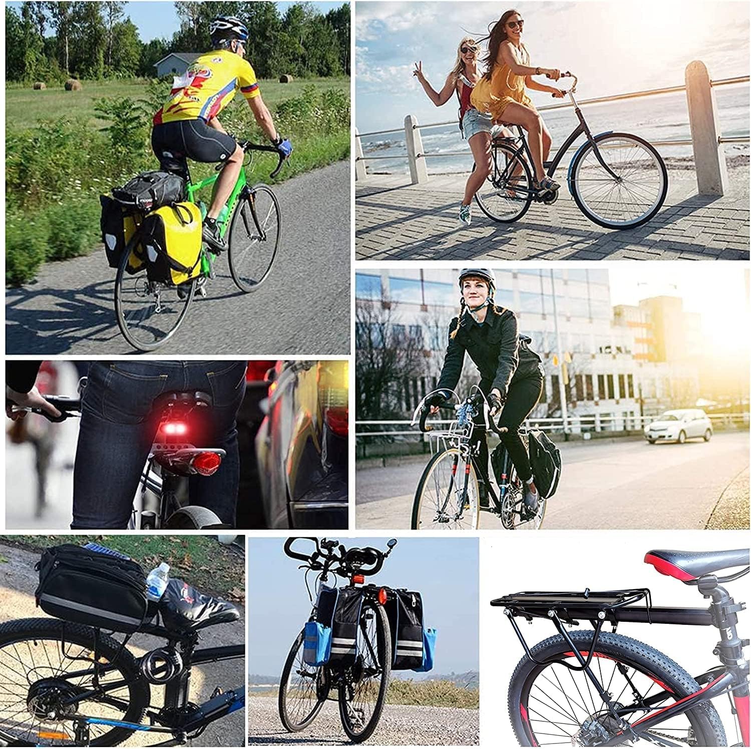 COMINGFIT® 50kg Heavy Duty Adjustable Aluminum Alloy Bike Rear Cargo Rack - Perfect for Bicycle Touring, Commuting & Grocery Hauling