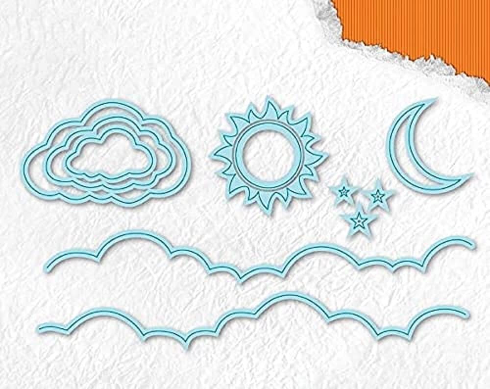 Metal Cutting Dies for DIY Scrapbooking - Sun, Moon & Clouds Embossing Stamps for Photo Albums, Greeting Cards, Paper Crafts | Perfect for Birthday, Wedding & Memorial Day Decorations