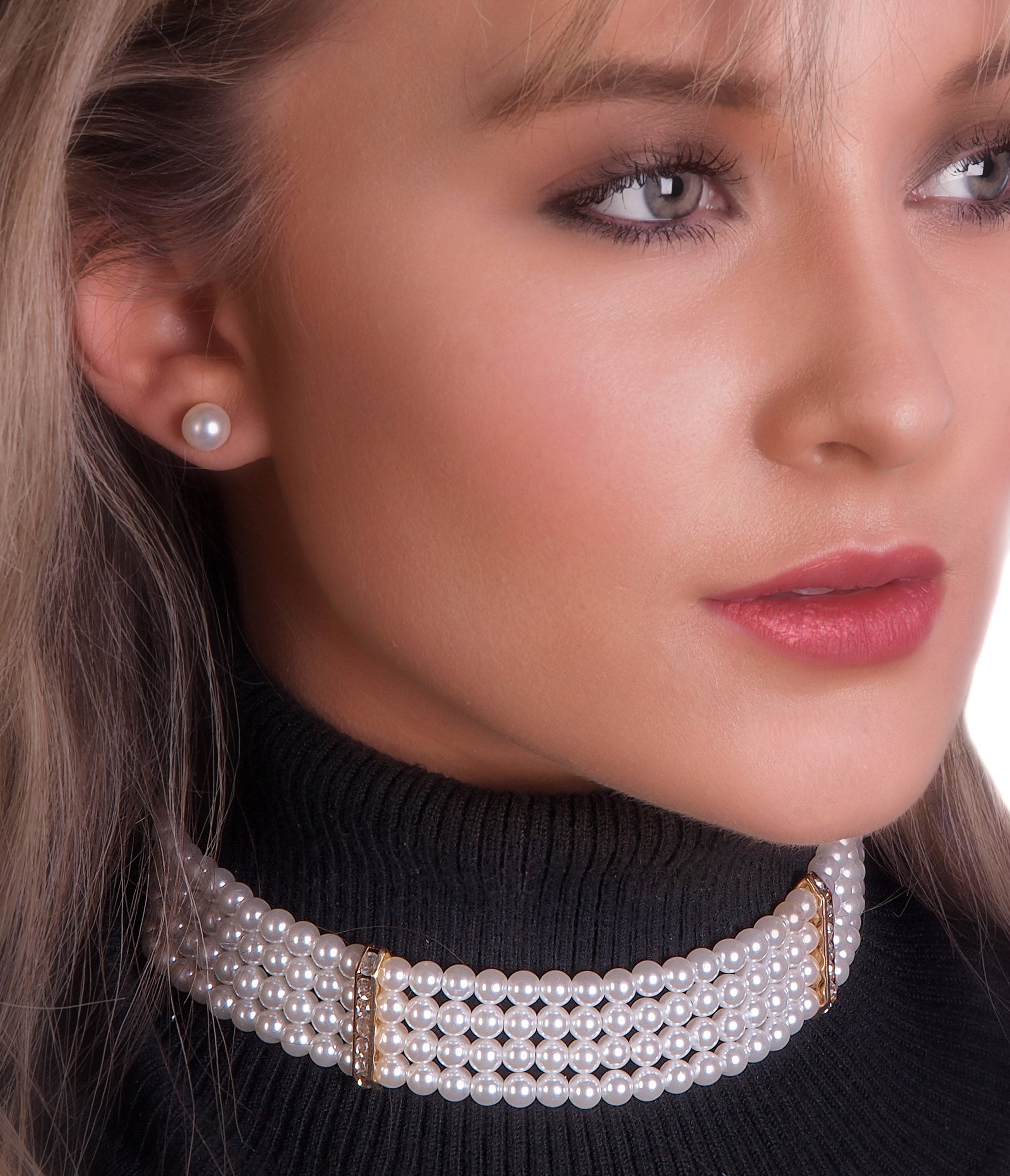 Elegant Stacked Faux Pearl Choker Necklace for Women - Vintage Layered Pearl Necklace Jewelry Gift for Wedding, Party & Special Occasions