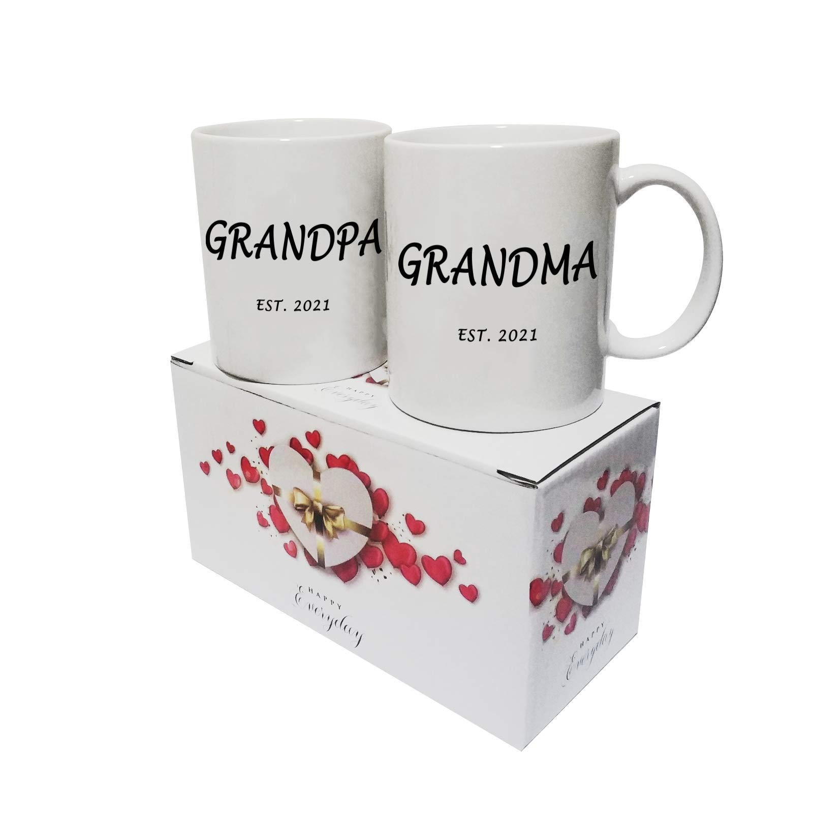 2021 New 11oz Grandparents Gift Mug - Personalized Coffee Cup for Grandma & Grandpa from Grandkids | Great for Birthdays, Anniversaries & Holidays