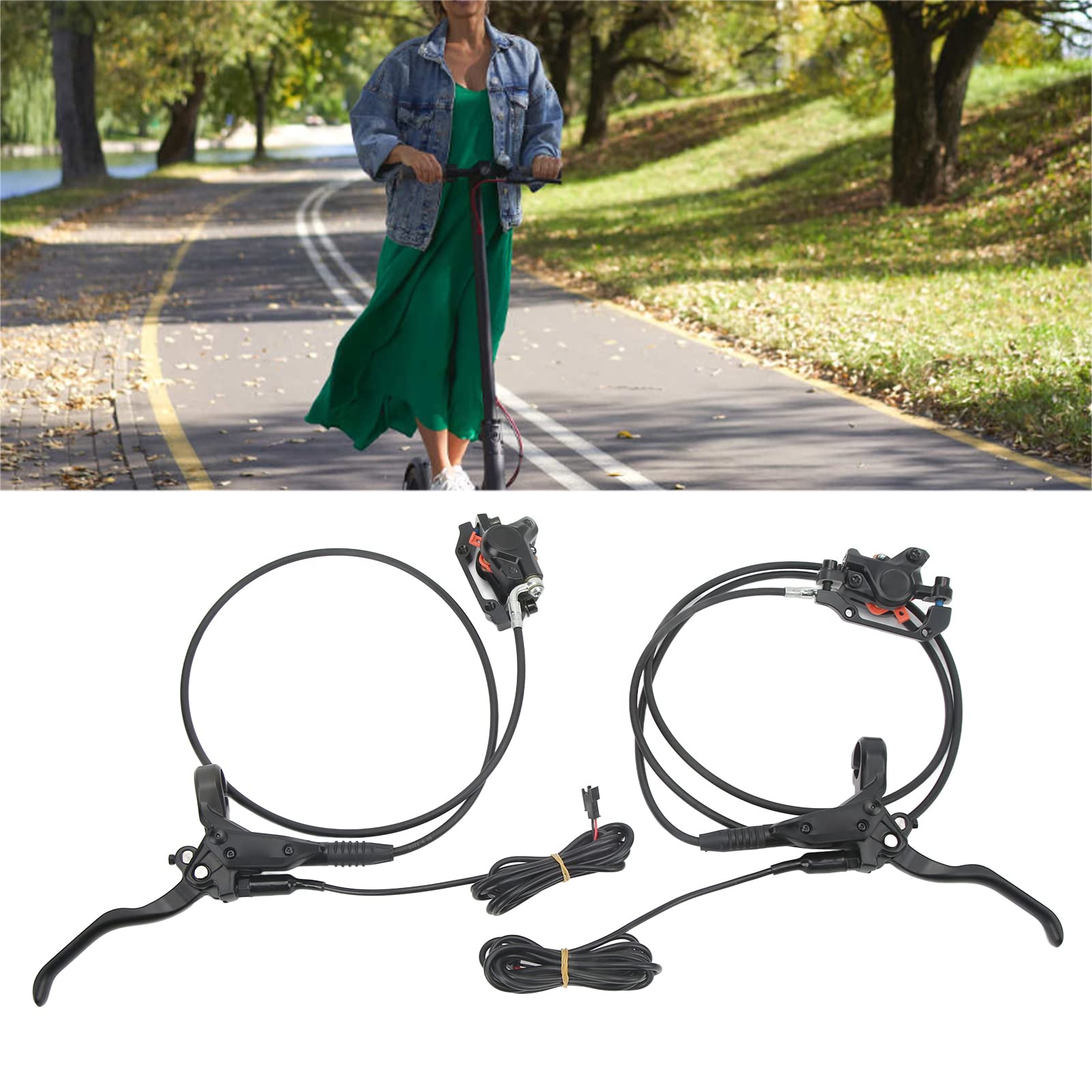 Hydraulic Disc Brake Set - Dual Piston Power Off Brake Kit, Aluminum Alloy Oil Brake System for Folding Electric Scooters & E-Bike Modifications | Perfect for Commuting, Off-Road Adventures & Urban Riding