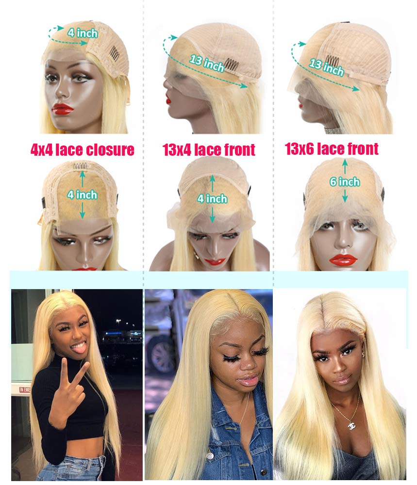613 Blonde Lace Front Wig Human Hair 24 Inch - 13x4 Pre Plucked with Baby Hair - 9A Brazilian Virgin Straight Lace Frontal Wig for Black Women - Perfect for Daily Wear, Cosplay, and Special Occasions