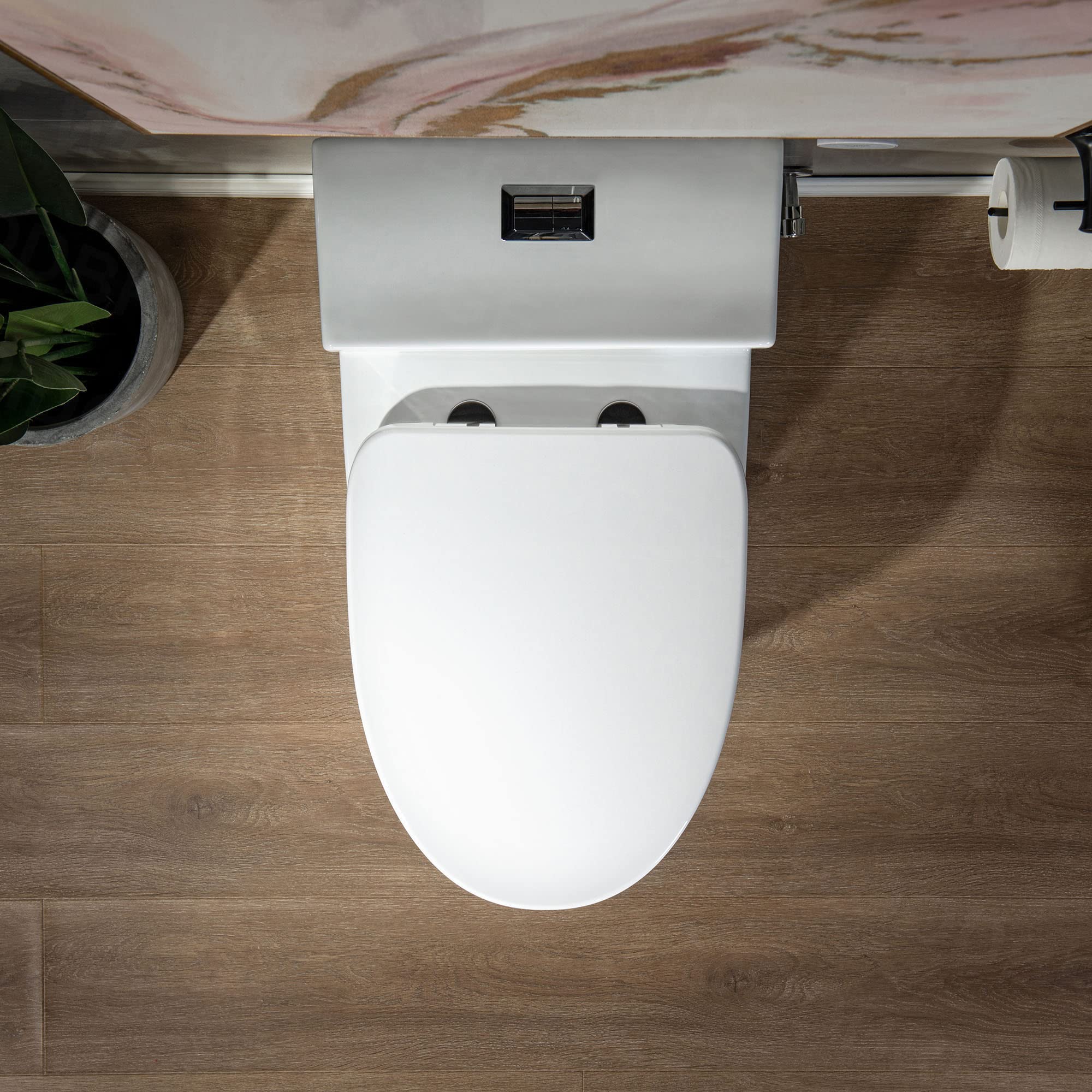 WOODBRIDGE T-0018/B-0735 Dual Flush Elongated One-Piece Toilet with Soft-Close Seat, Comfort Height, White - Modern Water-Saving Bathroom Fixture for Home & Commercial Use