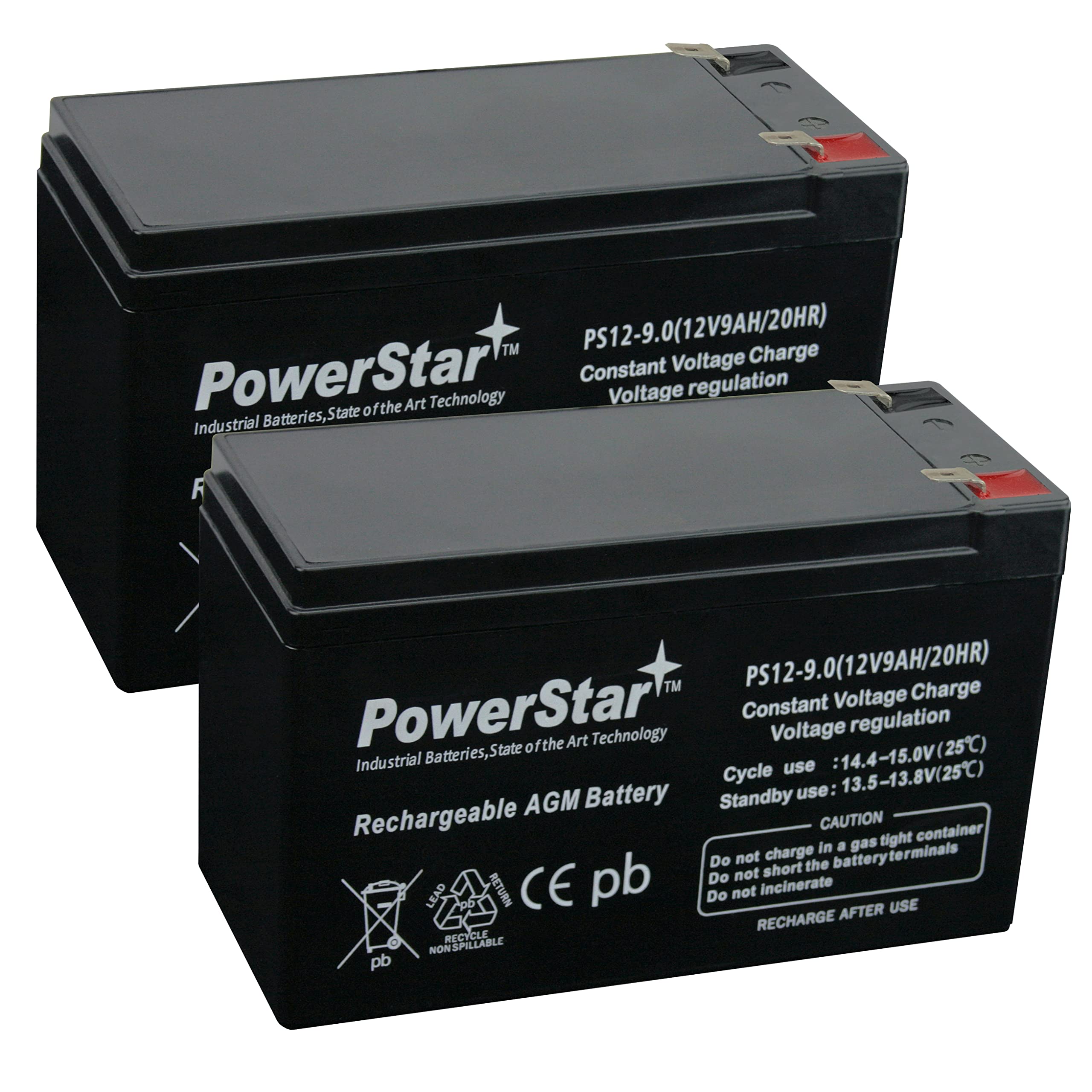 PowerStar - 2 Pack - 12V 9AH Replacement Battery for APC Back-UPS RS 800VA UPS System - Compatible with 7AH Models - Perfect for Home Office, Server Backup & Power Outage Protection