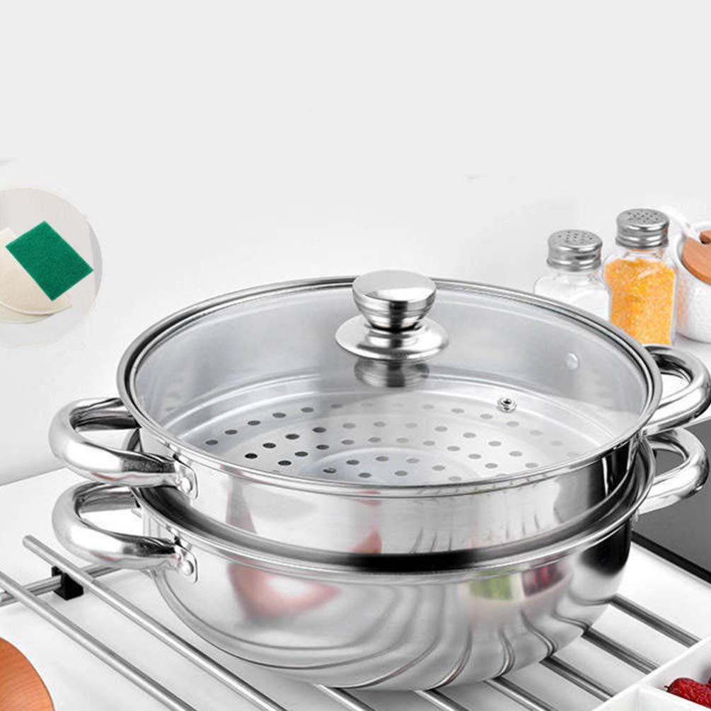 Premium Stainless Steel Double Layer Steamer Pot - Multi-Functional Stockpot for Boiling, Steaming & Cooking | Perfect for Home Kitchens, Restaurants & Meal Prep