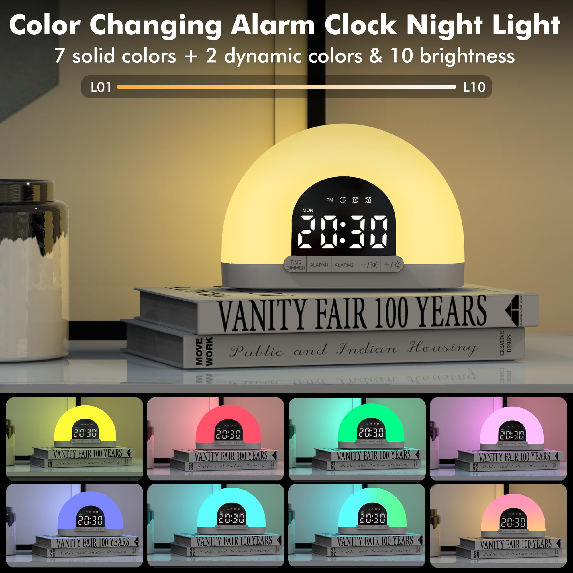 Sunrise Alarm Clock with Sunrise Simulation & Dual Alarms - Wake Up Light for Kids, Adults & Heavy Sleepers - 7 Natural Sounds, 7-5-2 Modes, Snooze & Night Light - Perfect for Bedroom, Home Office & Travel - Ideal Gift for Christmas, Birthday & Housewarming
