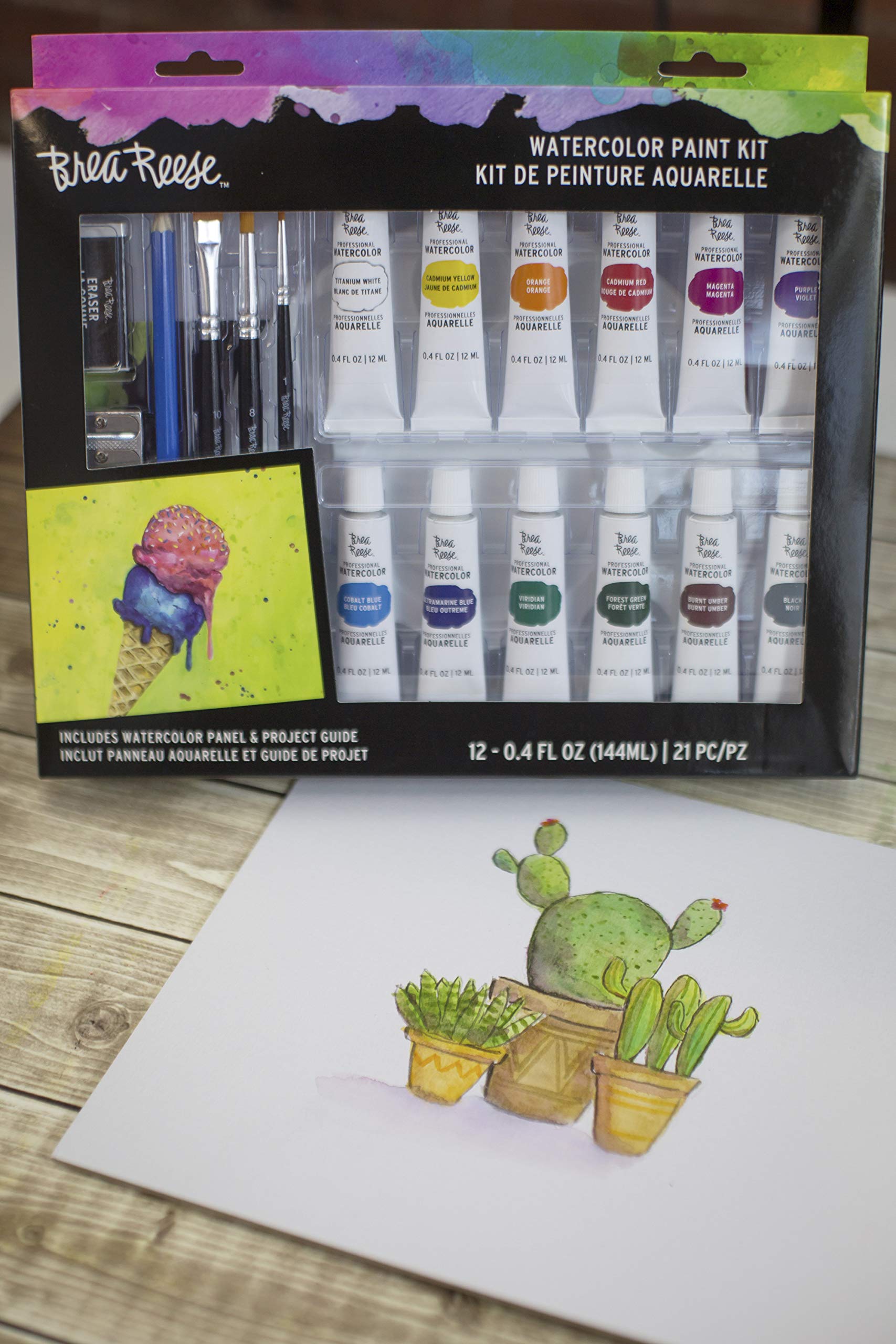 Brea Reese 21-Piece Watercolor Paint Art Kit - Professional Brushes, Vibrant Paints & Essential Tools for Artists - Perfect for Beginners, Students & DIY Craft Projects