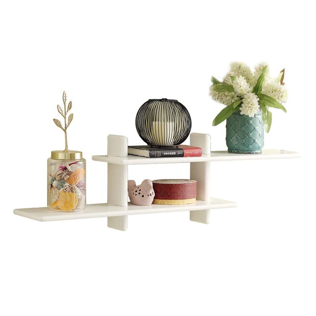 White Floating Shelves Set of 3 - Wooden Wall Mounted Storage Rack for Home Decor, Bathroom, Kitchen & Living Room - Easy to Assemble (110x17.5x31.8cm) - Perfect for Displaying Books, Plants & Decorative Items