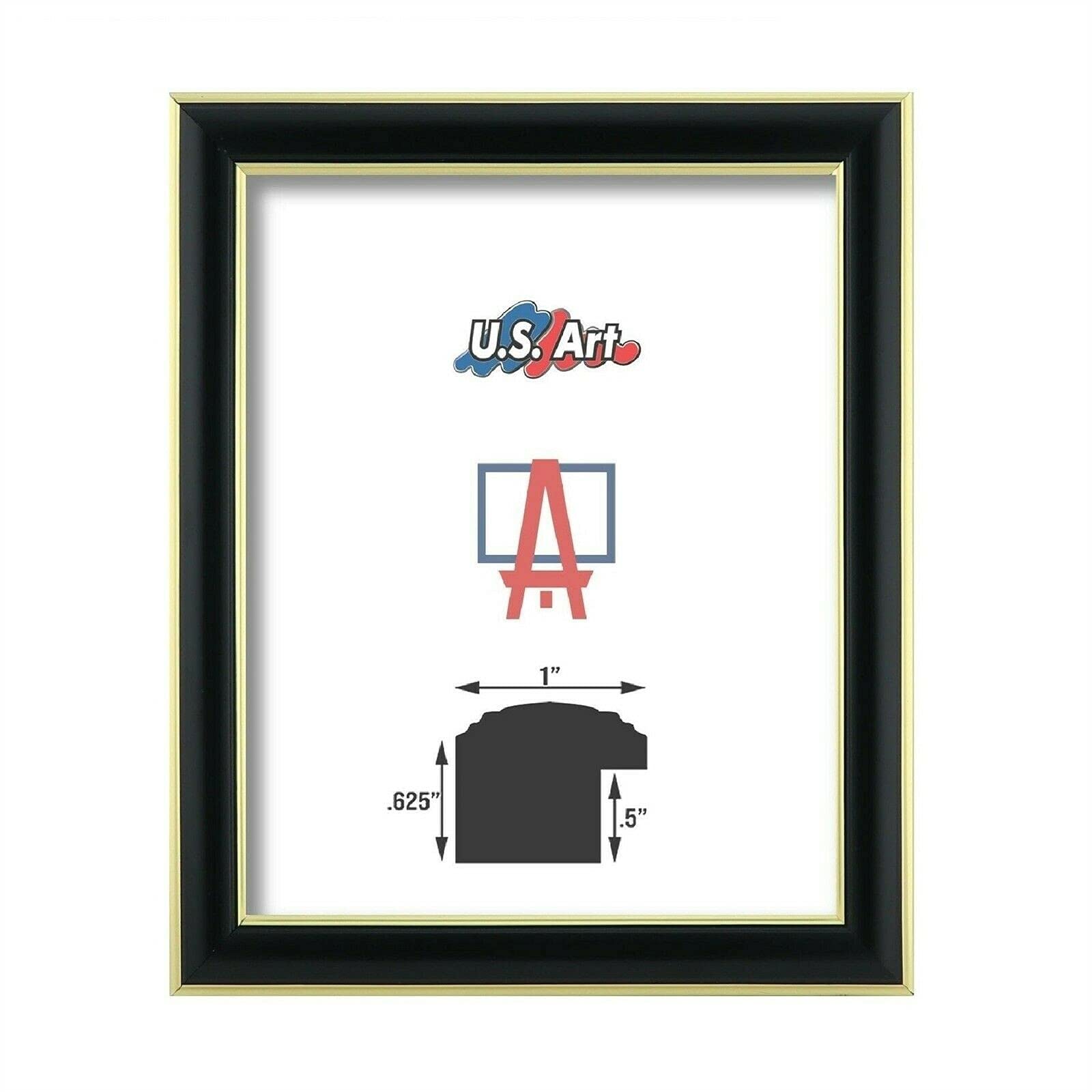 5x7 Golden Streak Solid Wood Picture Frame - 1 Inch Wide US-Made Art & Photo Display for Wall Decor, Home Office, Gallery Wall & Gift Giving