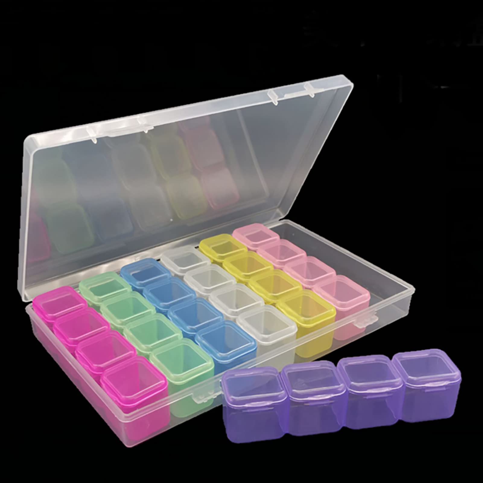 Jorisha 28 Grids Diamond Painting Storage Box - Plastic Bead Organizer for DIY Crafts, Jewelry Making & Nail Art | Portable Rhinestone Case for Diamond Embroidery Accessories | Perfect for Home, Office & Travel Use