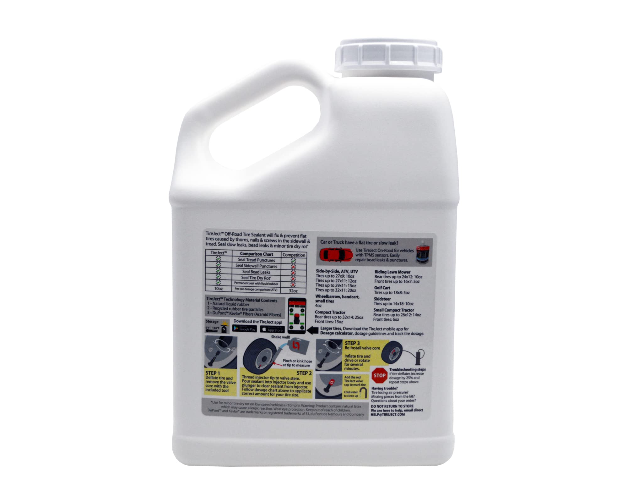 TireJect Off-Road Tire Sealant Refill - 1 Gallon (128oz) for ATV & UTV Tires | Prevents Flats & Leaks | Long-Lasting Protection | Use for Off-Roading, Trail Riding & Farm Equipment