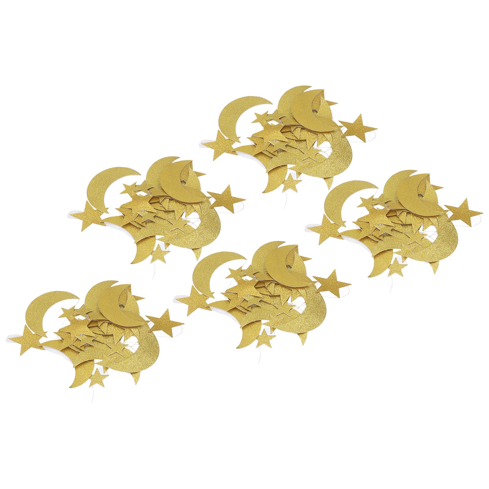 Qinlorgo 5-Piece Eid Mubarak Hanging Banners - Gold Shining Ramadan Decor for Home & Party